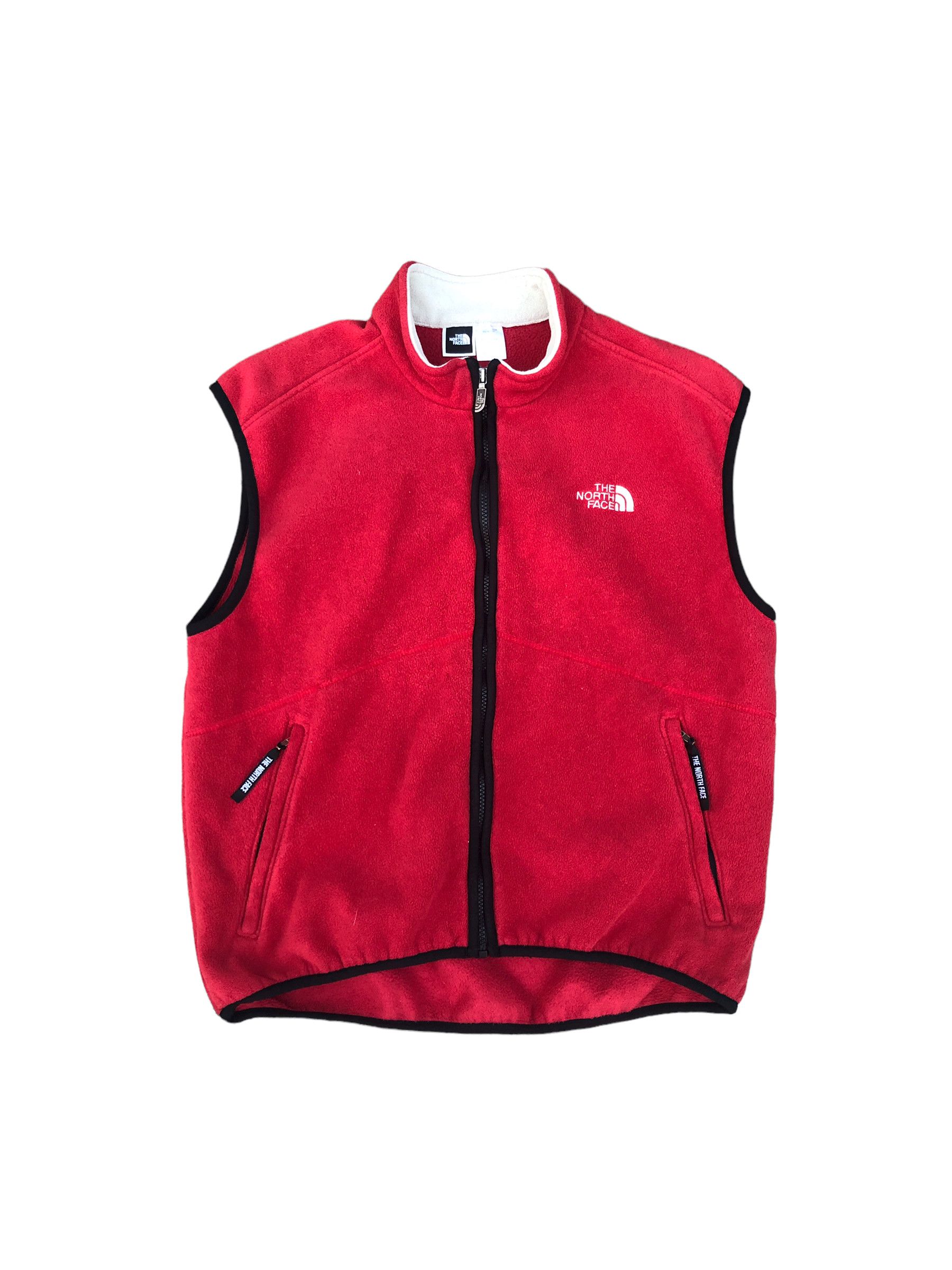 Vintage The North Face Fleece Jacket Vest Red Large