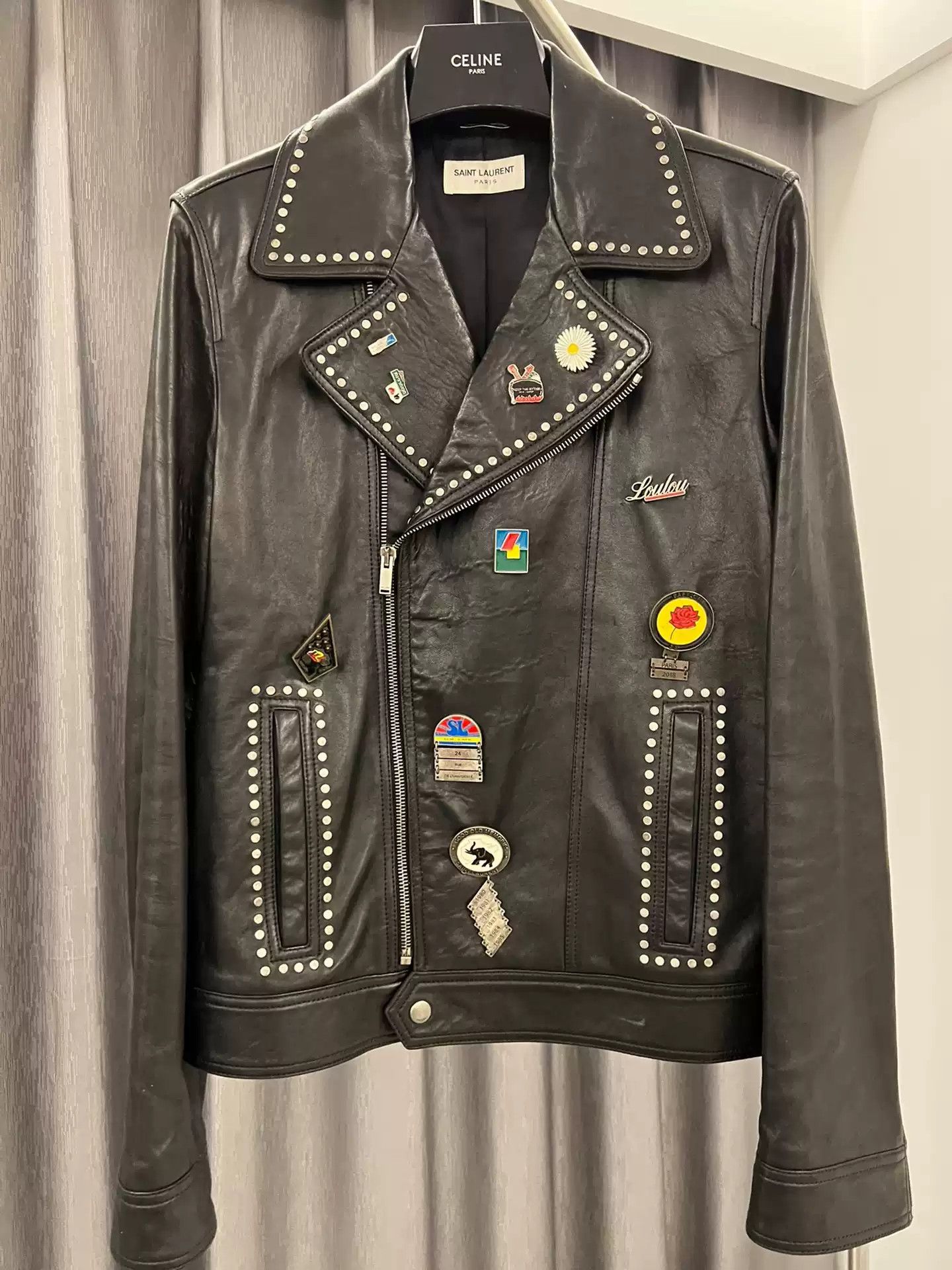 Saint Laurent Badge Leather Jacket Size 48