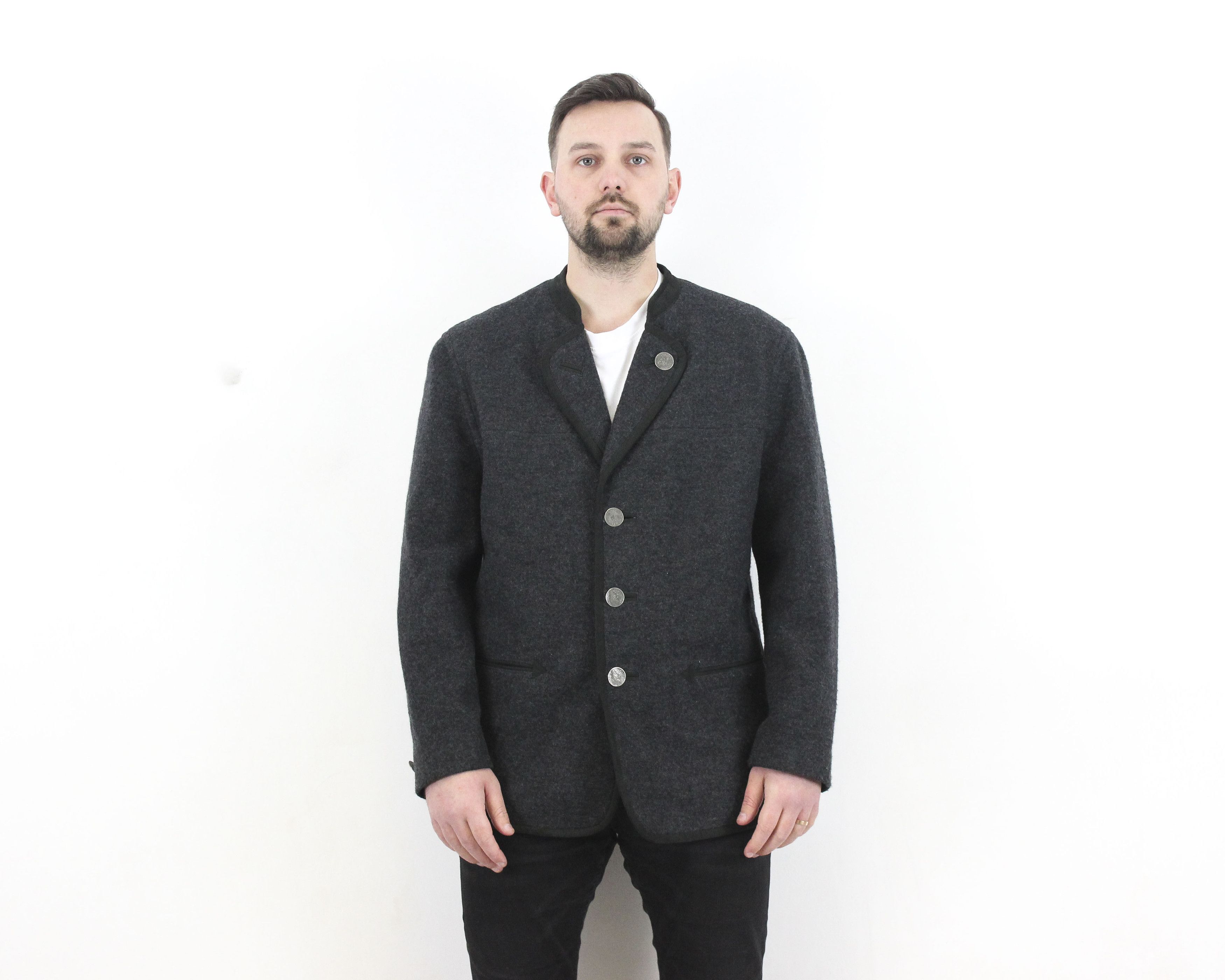 Julius JULIUS LANG Boiled Wool L Blazer Coat Trachten Jacket EU 52 Size 42R - 2 Thumbnail