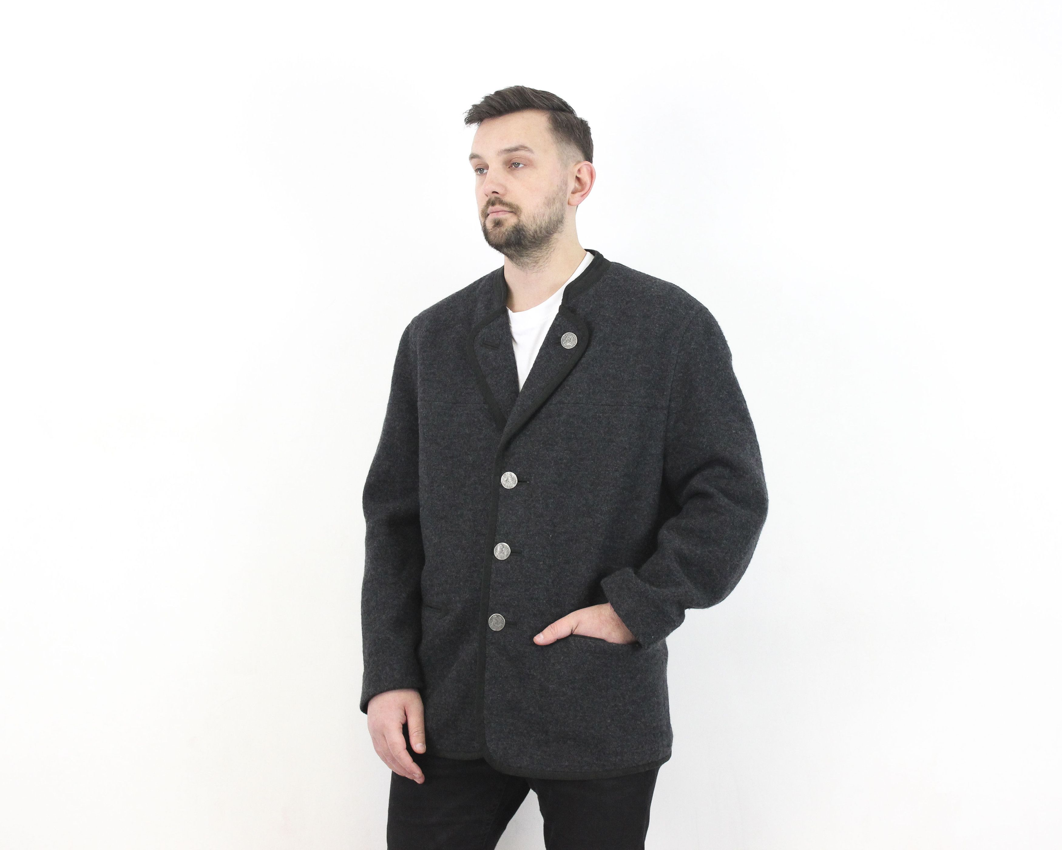 Julius JULIUS LANG Boiled Wool L Blazer Coat Trachten Jacket EU 52 Size 42R - 1 Thumbnail