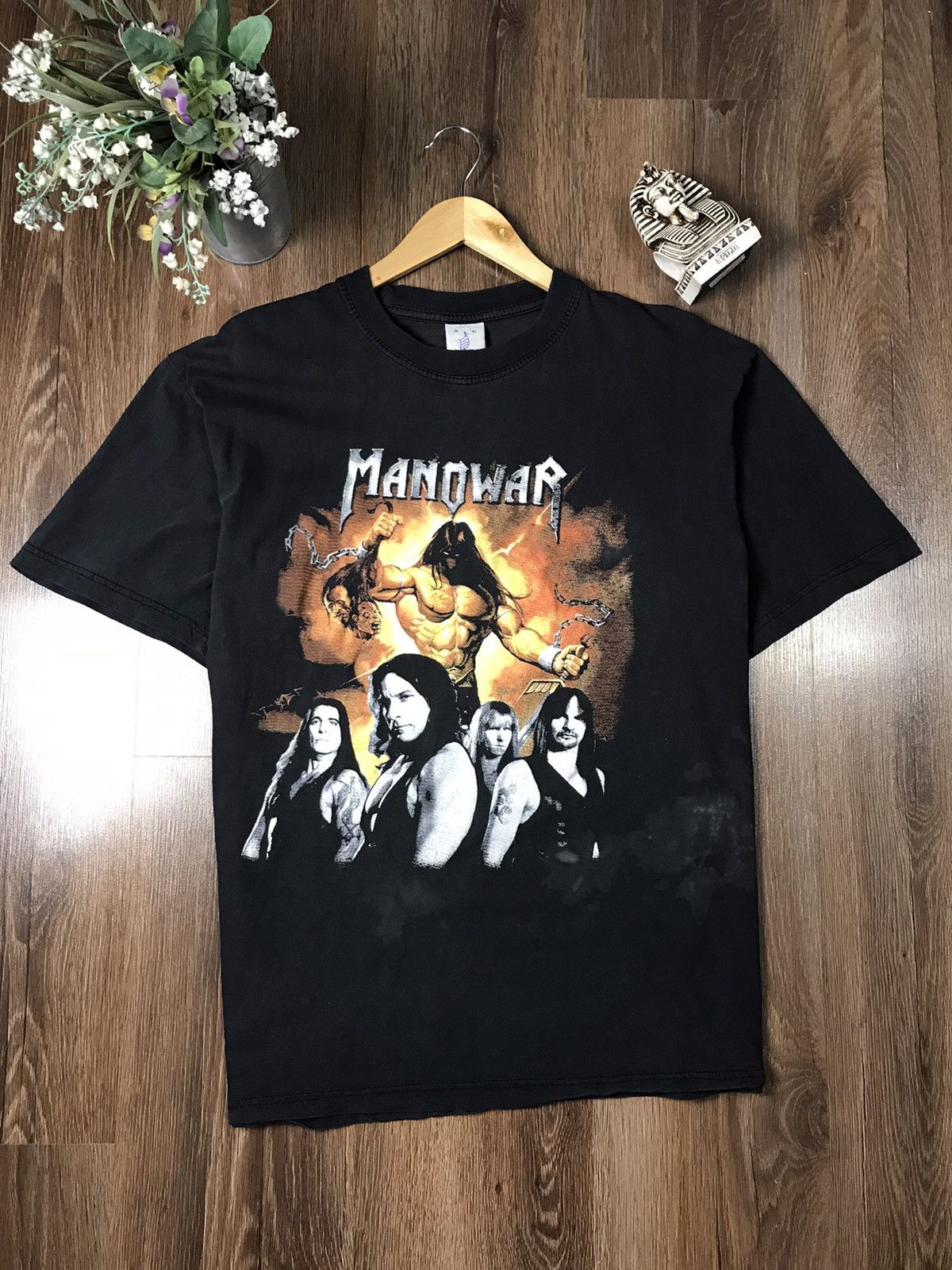 Band Tees × Vintage Vintage Manowar t shirt 1998 The kingdom of steel Size US XL / EU 56 / 4 - 1 Thumbnail