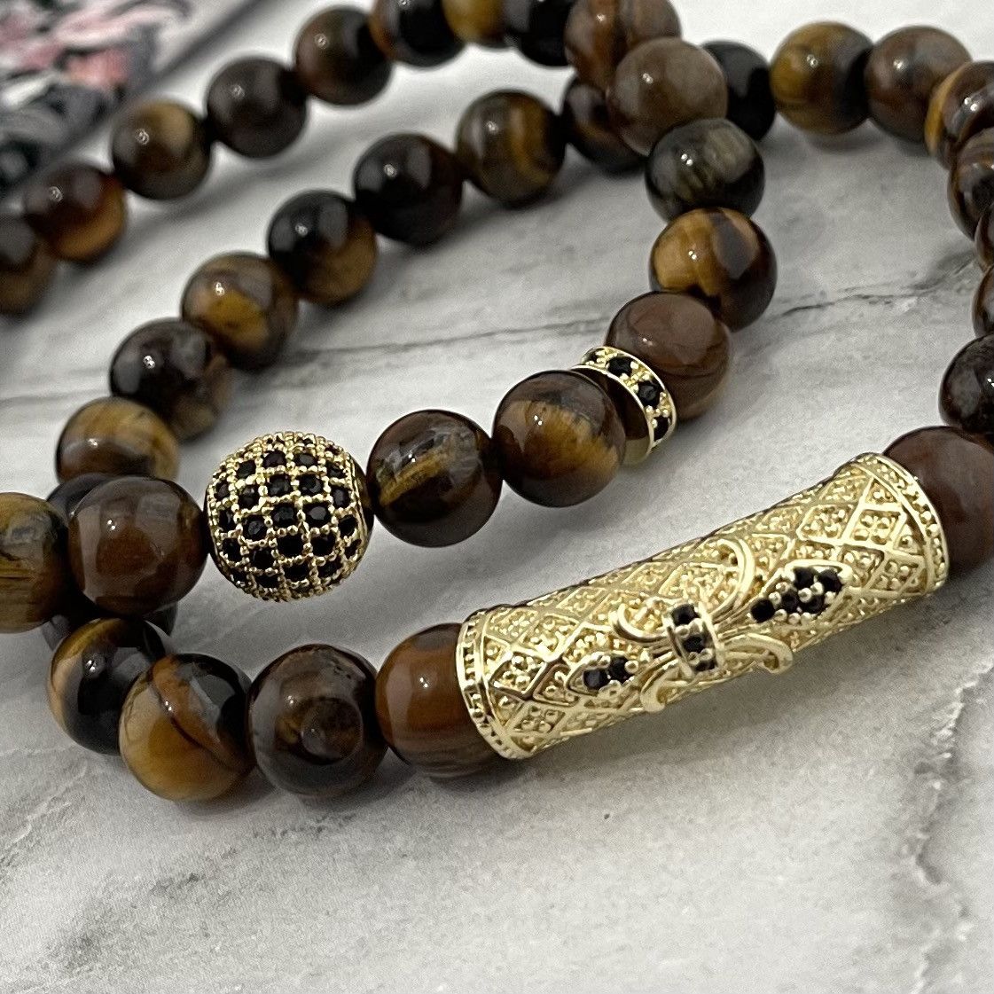 Jewelry Brown Tiger Eye Stone 2 Pc. Bead Bracelet Size ONE SIZE - 4 Thumbnail