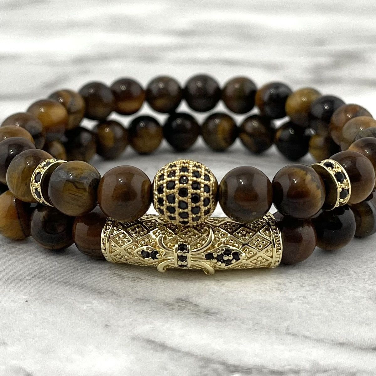 Jewelry Brown Tiger Eye Stone 2 Pc. Bead Bracelet Size ONE SIZE - 2 Thumbnail