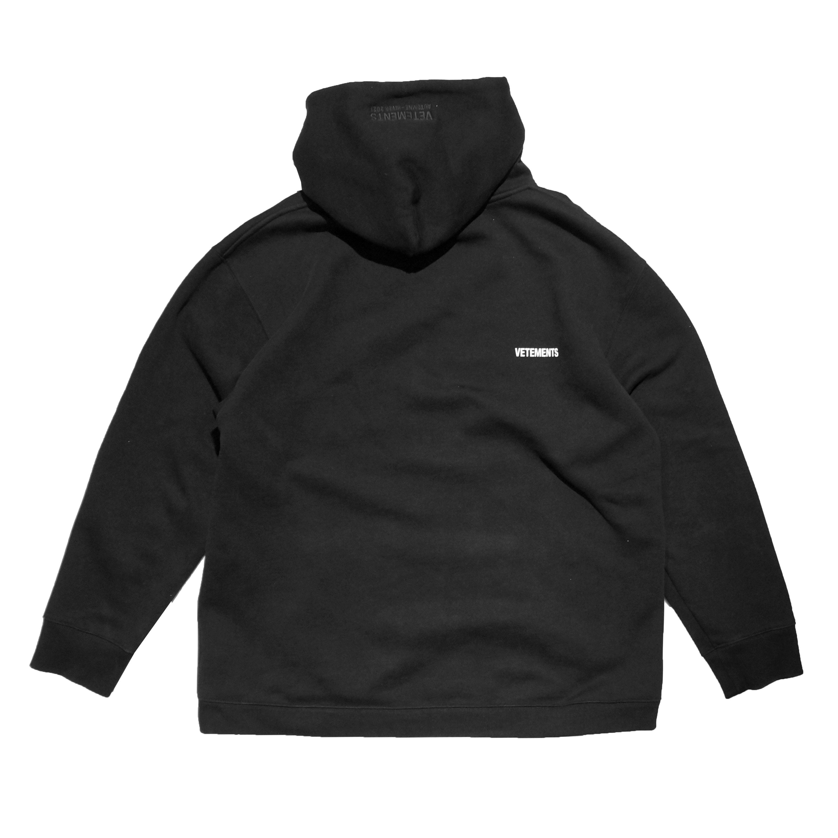 Vetements FW21 BLACK REVERSE LOGO HOODIE Size US XL / EU 56 / 4 - 2 Thumbnail