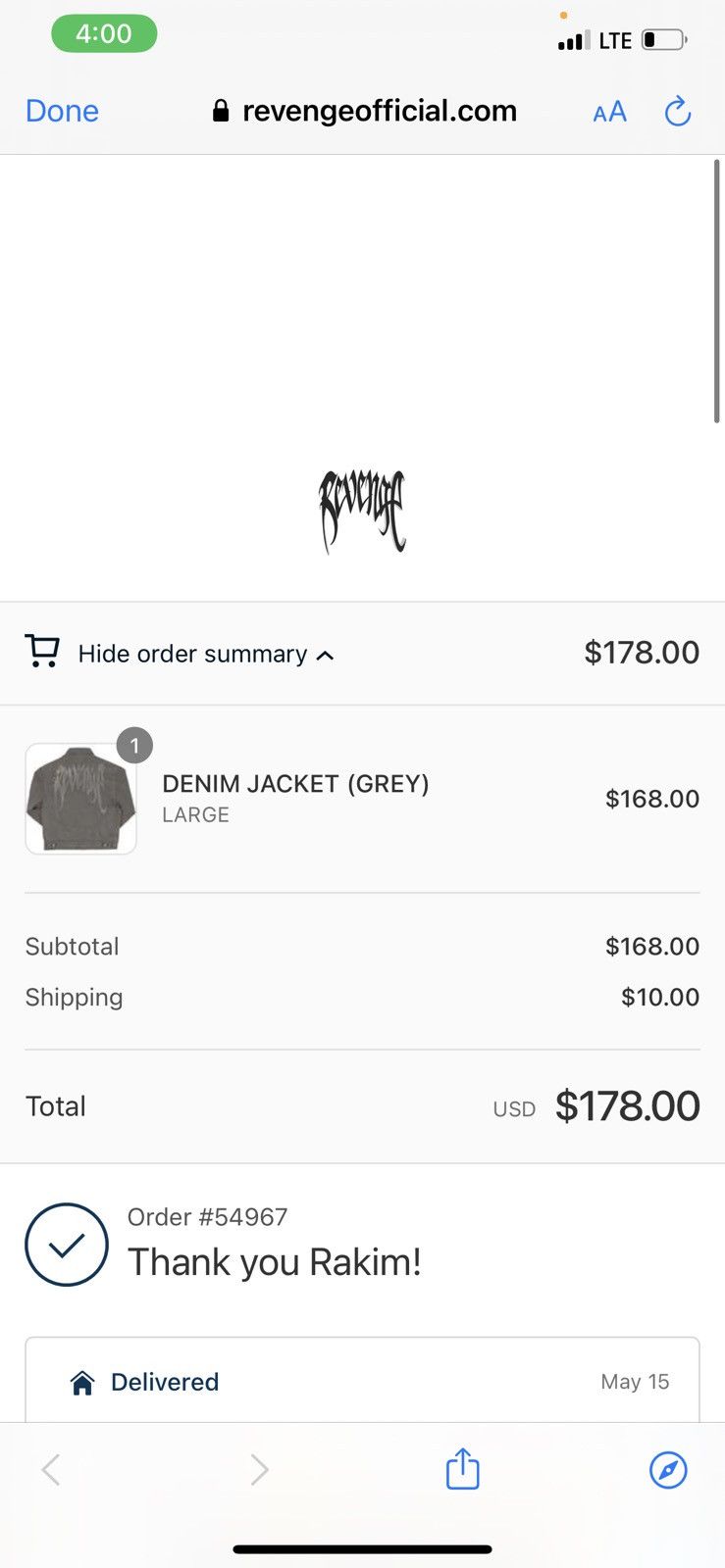 Revenge REVENGE Embroidered Arch Logo Grey Denim Jacket Size US L / EU 52-54 / 3 - 7 Thumbnail