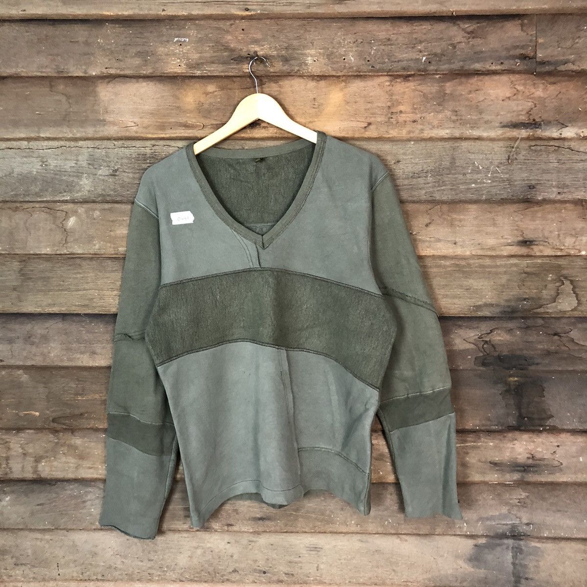 image of Vintage Cyrhyme Japan Green Patchwork Sweathshirt 084B, Men's (Size Medium)