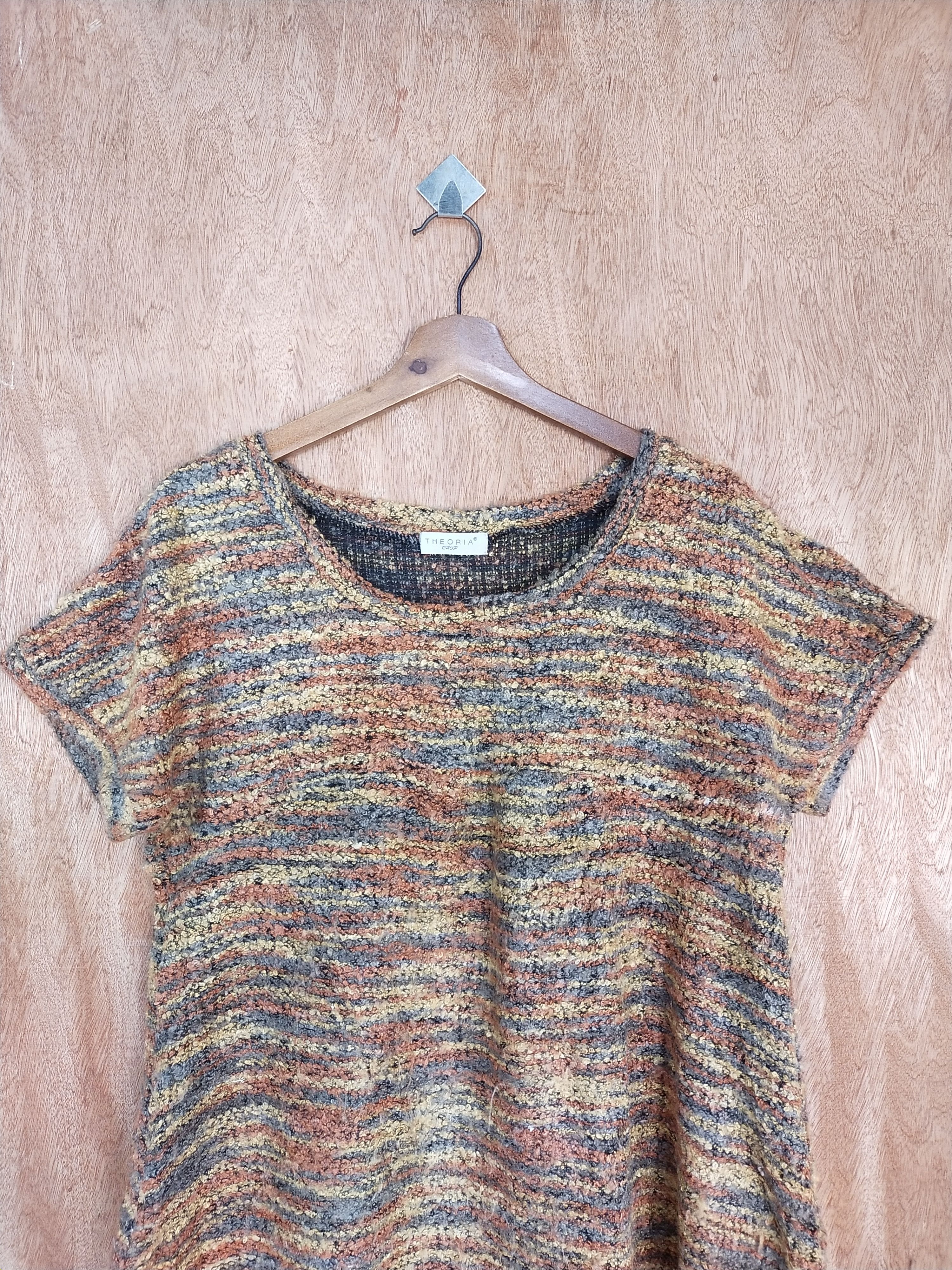 Vintage Theoria brown/orange short sleeve knitwear blouse #153 Size M / US 6-8 / IT 42-44 - 2 Thumbnail
