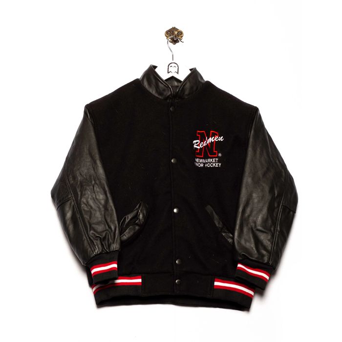 Vintage Leather Sport College jacket Redmen Stick Black | Grailed