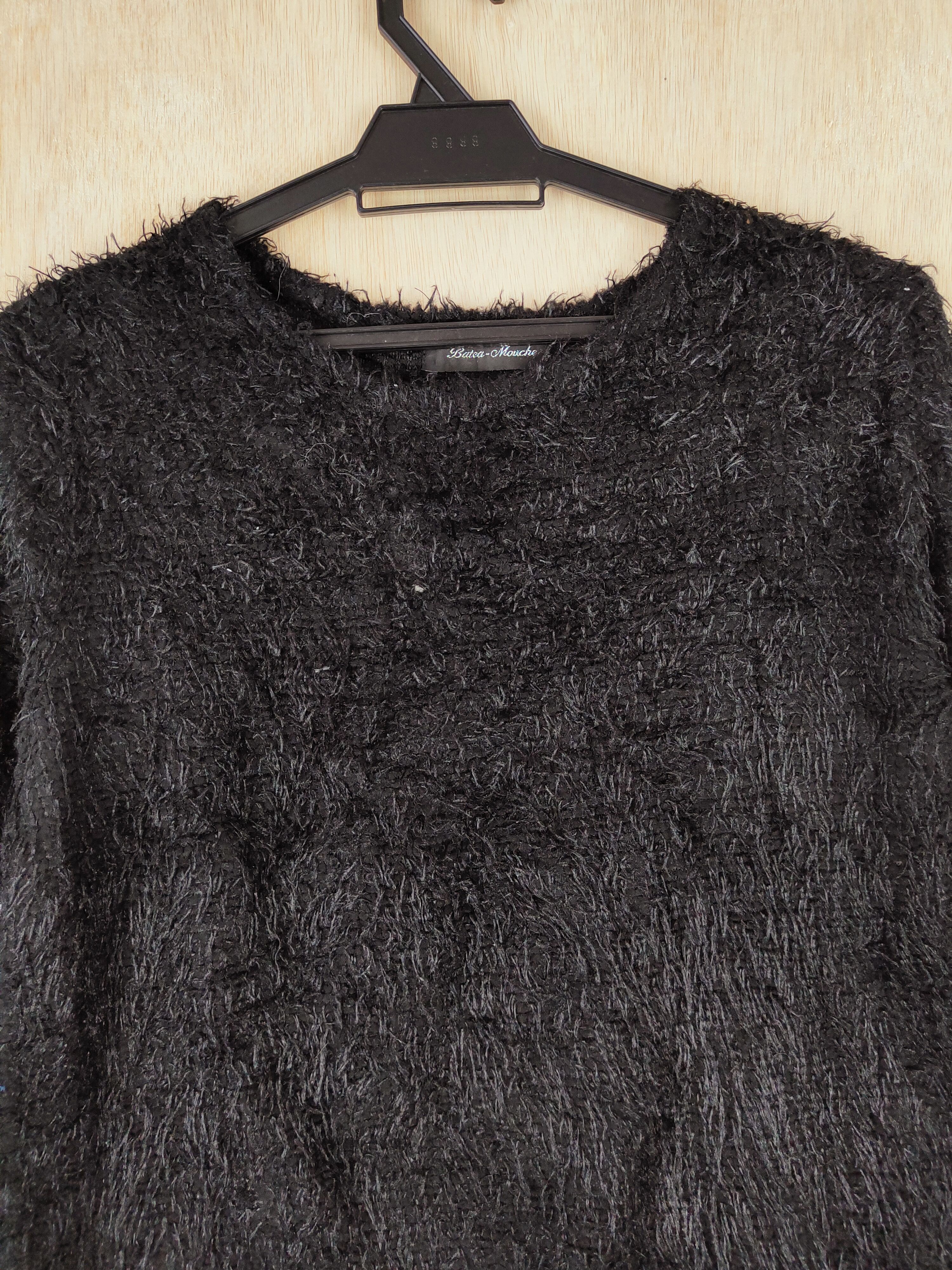 Homespun Knitwear × Japanese Brand Batea-Mouche Black Shag Shaggy Fur Mohair Knitwear #S276 Size US XS / EU 42 / 0 - 2 Thumbnail