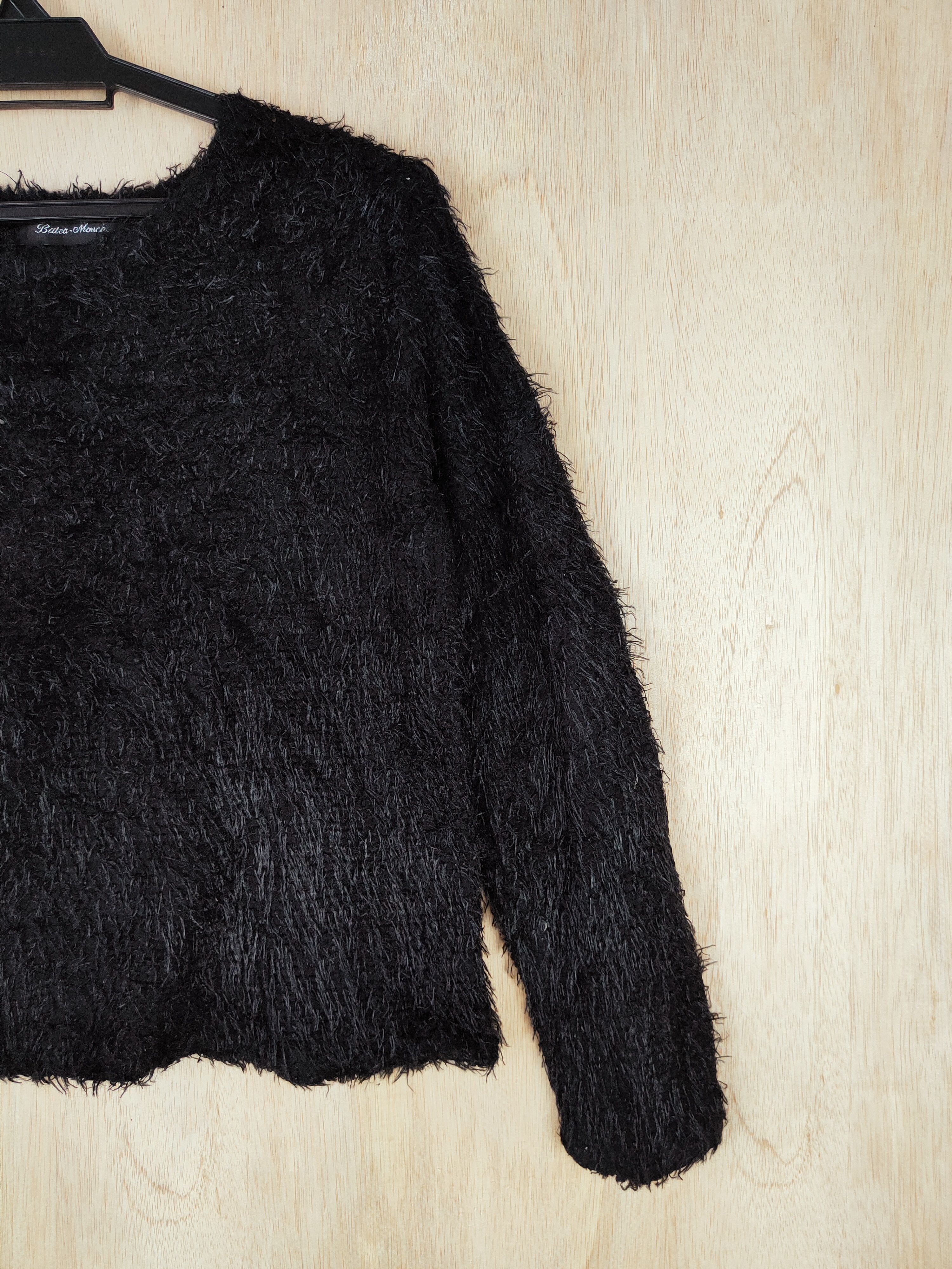 Homespun Knitwear × Japanese Brand Batea-Mouche Black Shag Shaggy Fur Mohair Knitwear #S276 Size US XS / EU 42 / 0 - 4 Thumbnail