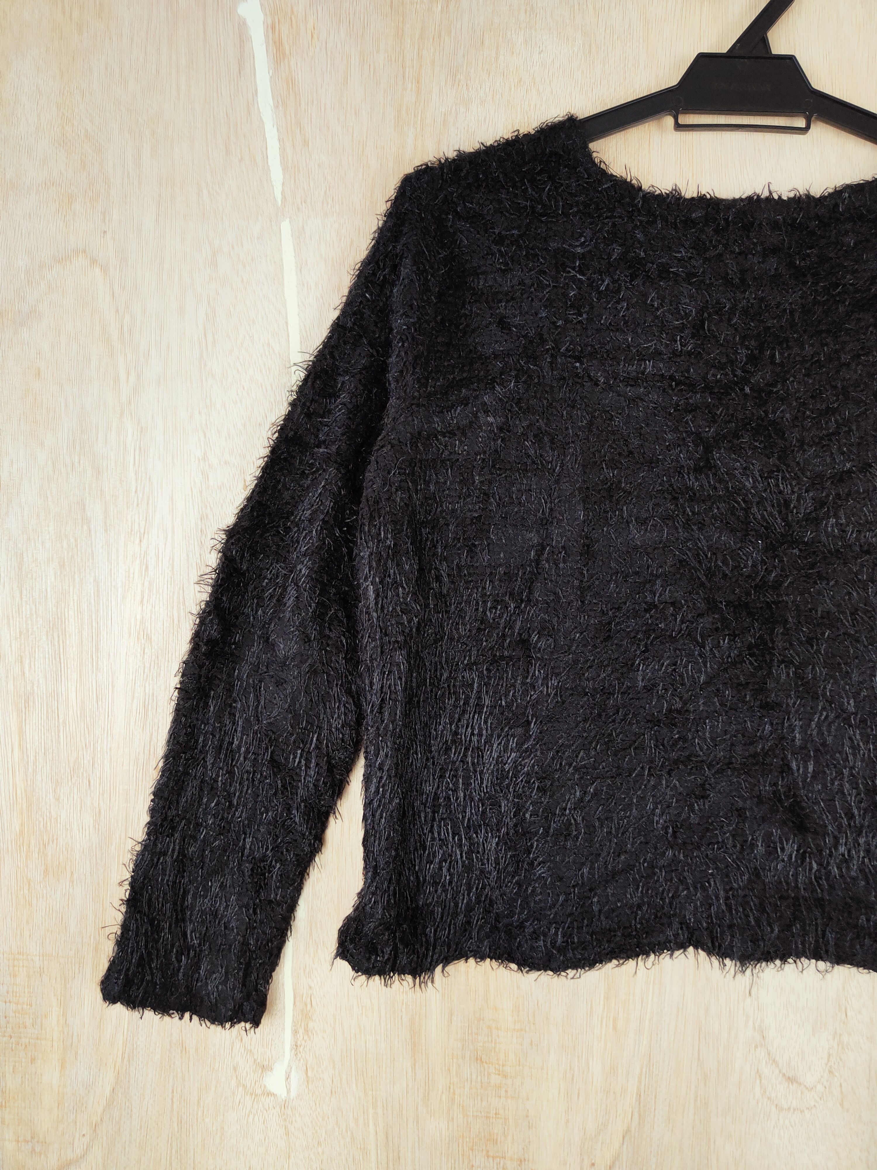 Homespun Knitwear × Japanese Brand Batea-Mouche Black Shag Shaggy Fur Mohair Knitwear #S276 Size US XS / EU 42 / 0 - 6 Thumbnail