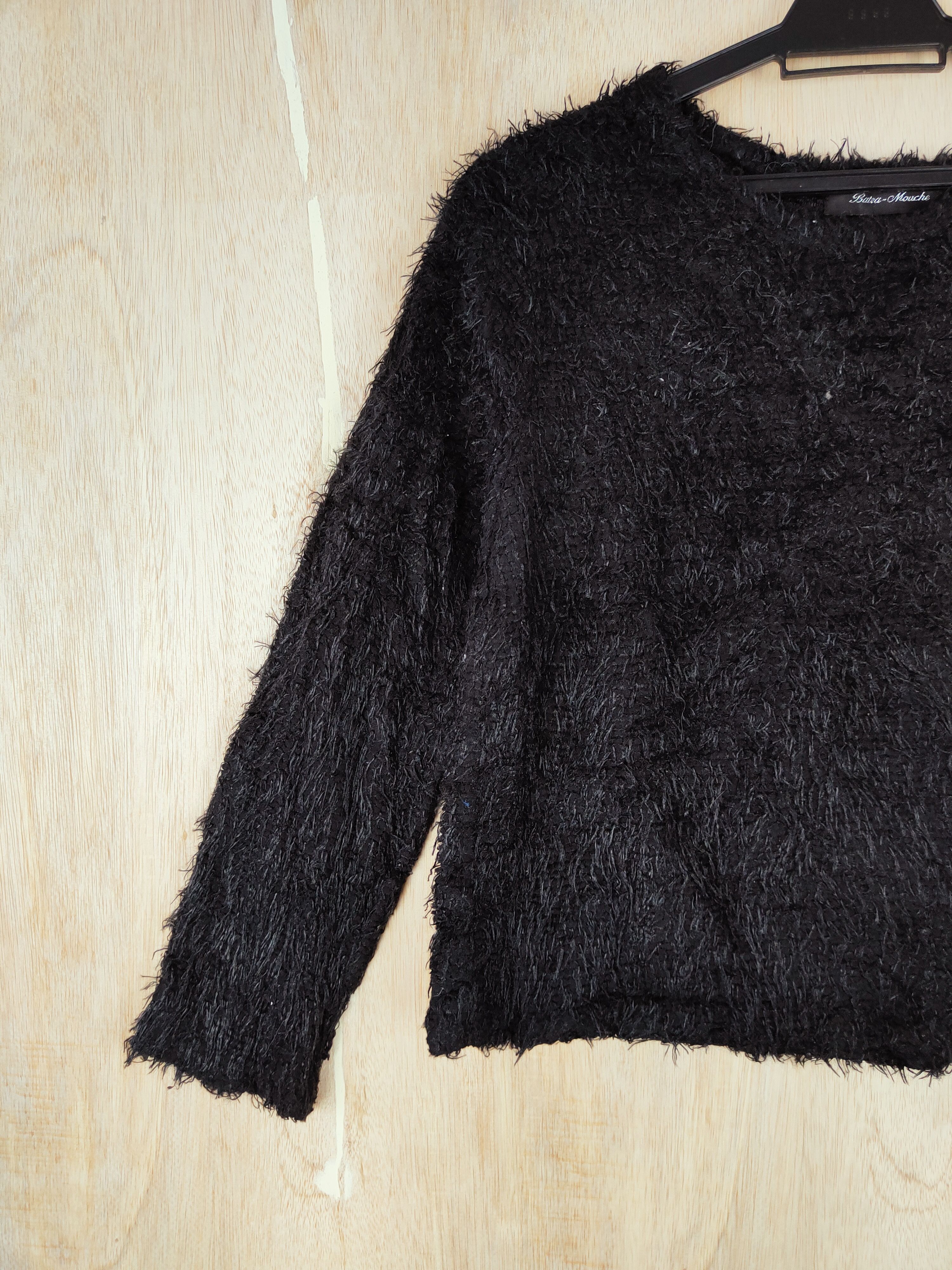 Homespun Knitwear × Japanese Brand Batea-Mouche Black Shag Shaggy Fur Mohair Knitwear #S276 Size US XS / EU 42 / 0 - 3 Thumbnail