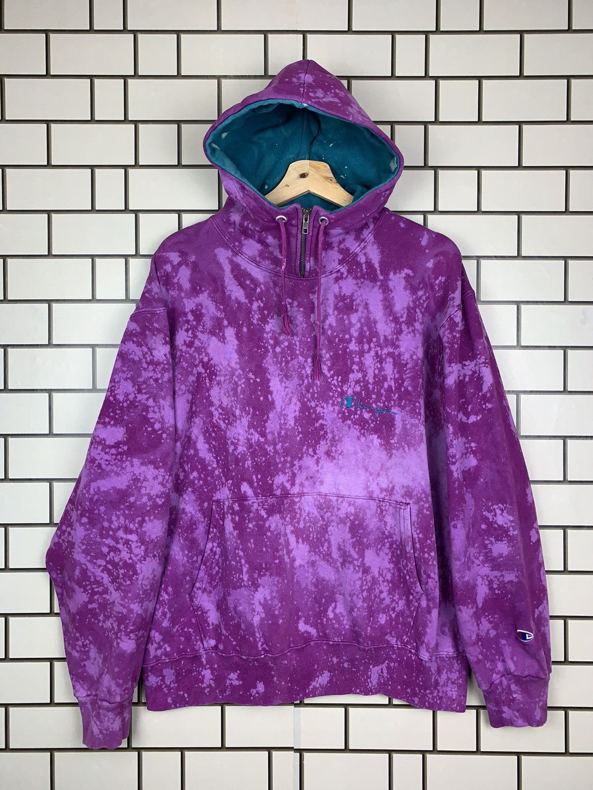 Champion × Vintage Vintage 90s Champion Custom Acid Wash Hoodie Sweatshirts Size US XL / EU 56 / 4 - 2 Thumbnail