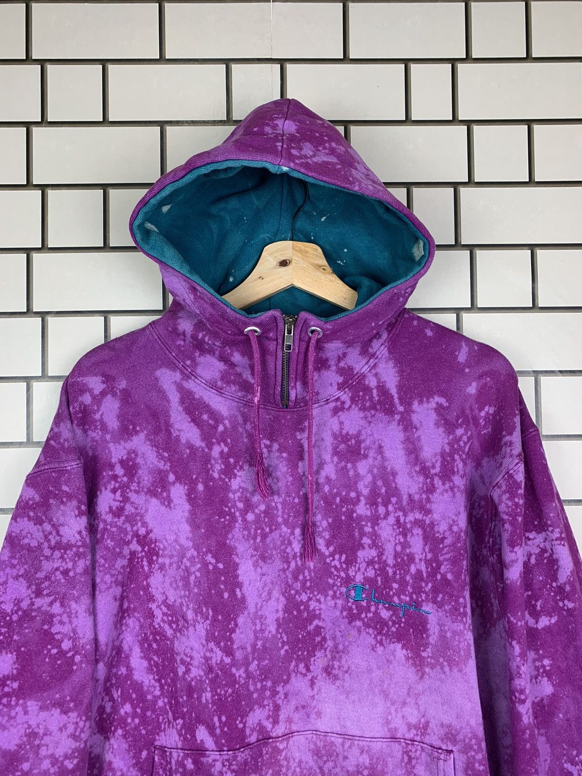 Champion × Vintage Vintage 90s Champion Custom Acid Wash Hoodie Sweatshirts Size US XL / EU 56 / 4 - 3 Thumbnail