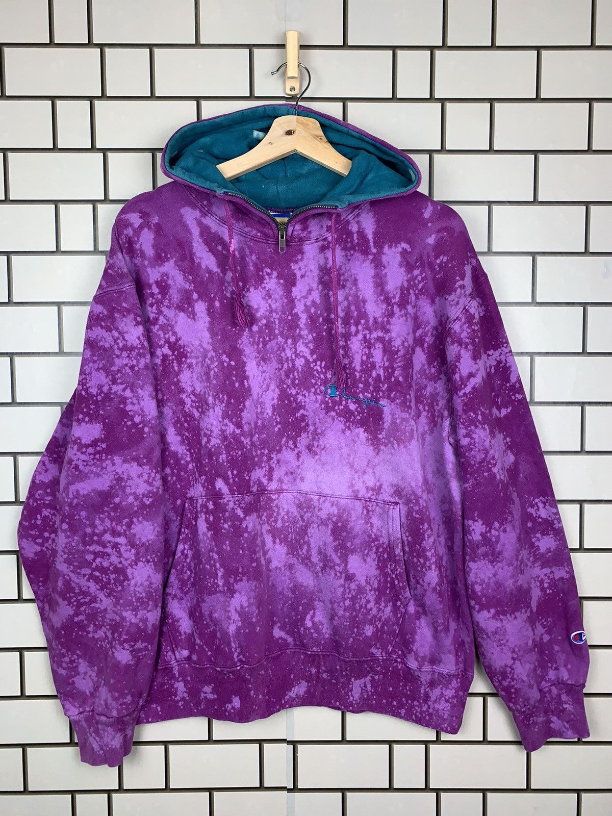 Champion × Vintage Vintage 90s Champion Custom Acid Wash Hoodie Sweatshirts Size US XL / EU 56 / 4 - 16 Thumbnail
