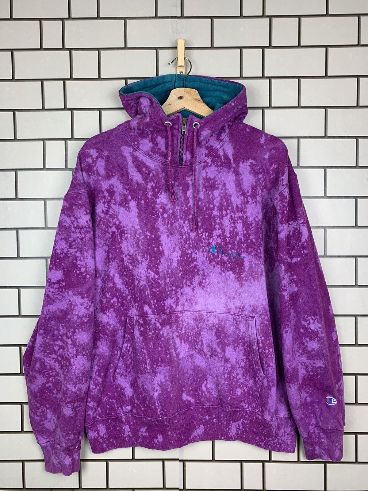 Champion × Vintage Vintage 90s Champion Custom Acid Wash Hoodie Sweatshirts Size US XL / EU 56 / 4 - 1 Thumbnail