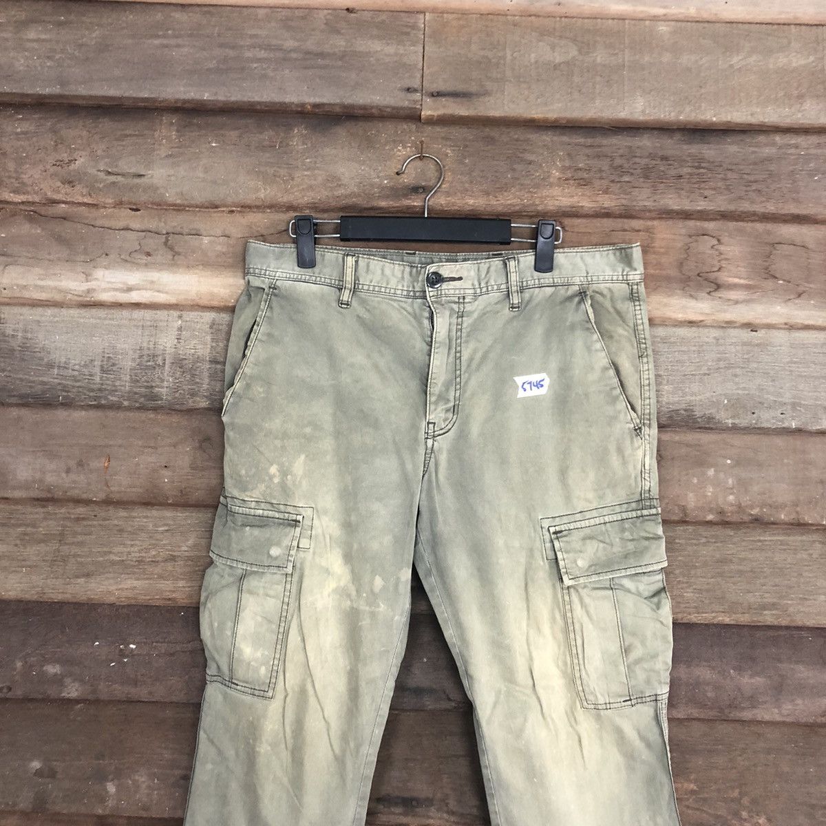 Japanese Brand Uniqlo Green Faded Multipocket Cargo Pants #5745 Size US 33 - 2 Thumbnail