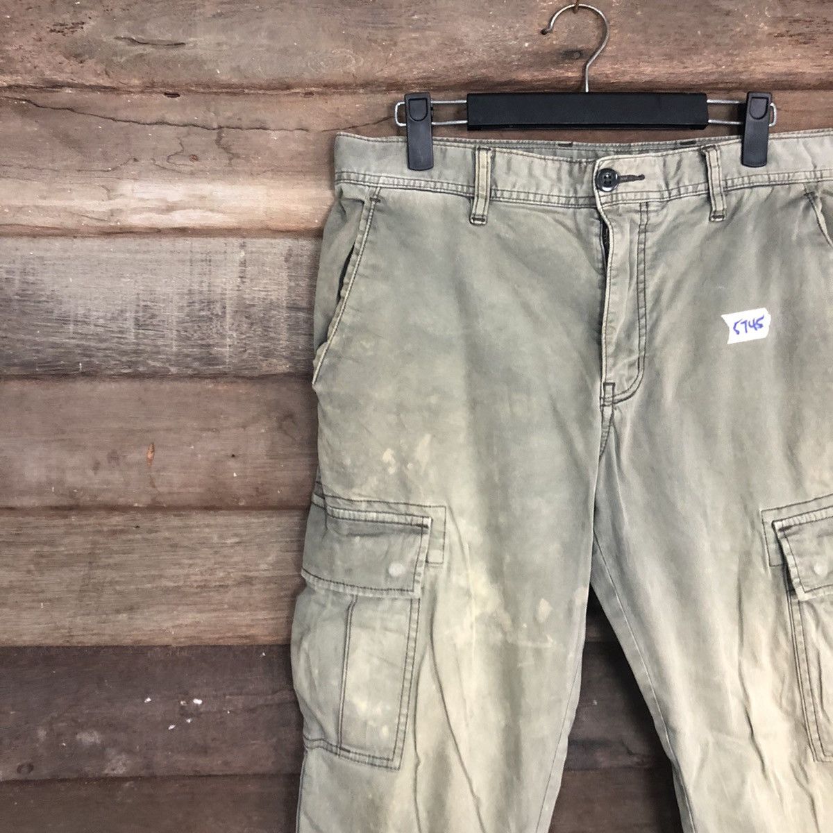 Japanese Brand Uniqlo Green Faded Multipocket Cargo Pants #5745 Size US 33 - 6 Thumbnail