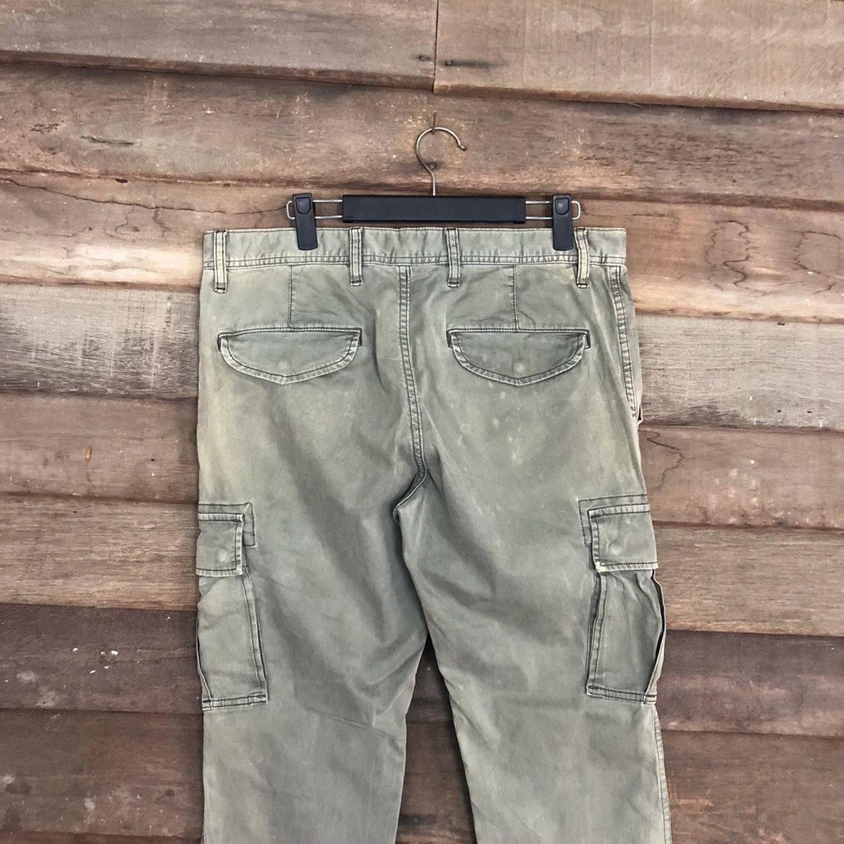 Japanese Brand Uniqlo Green Faded Multipocket Cargo Pants #5745 Size US 33 - 10 Thumbnail