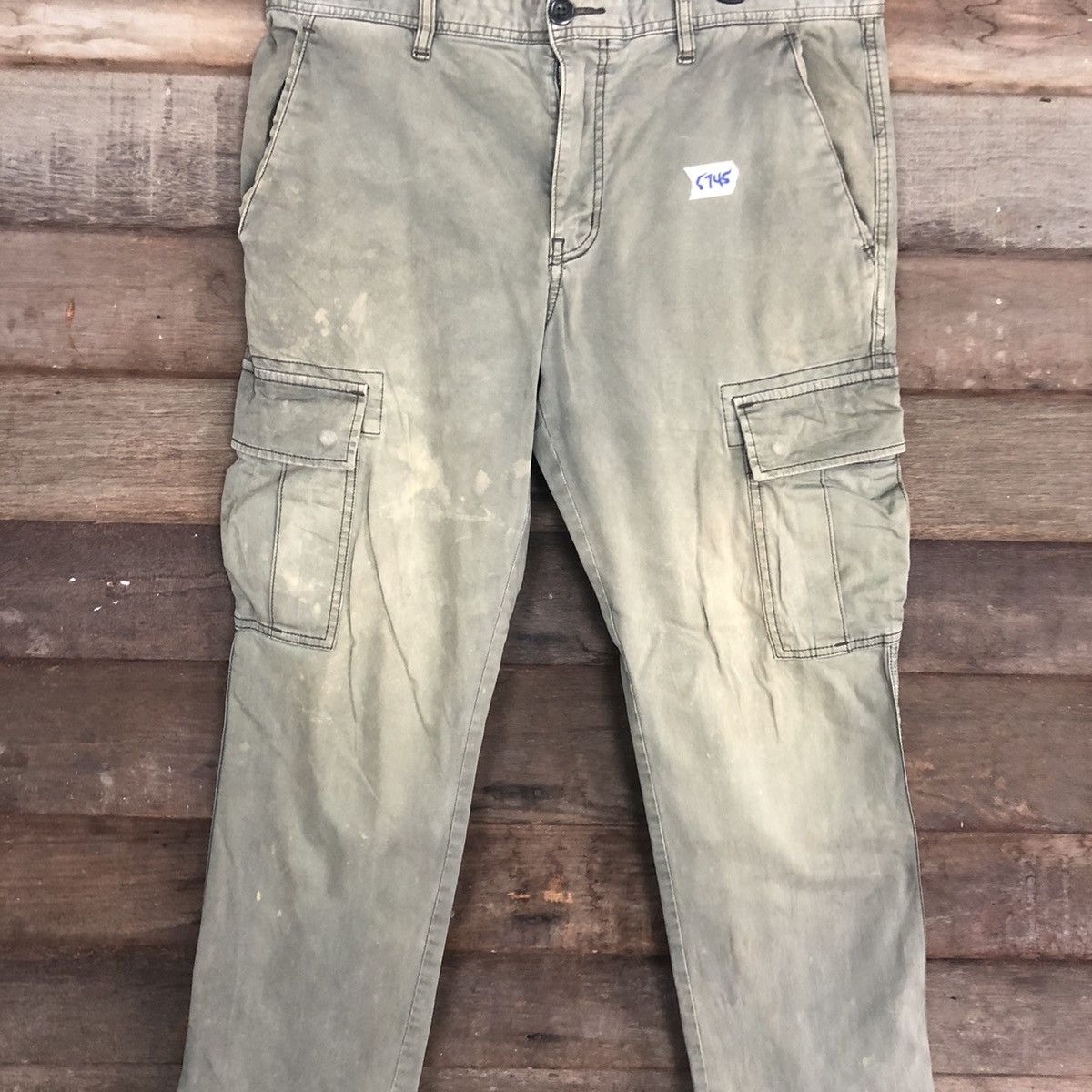 Japanese Brand Uniqlo Green Faded Multipocket Cargo Pants #5745 Size US 33 - 4 Thumbnail