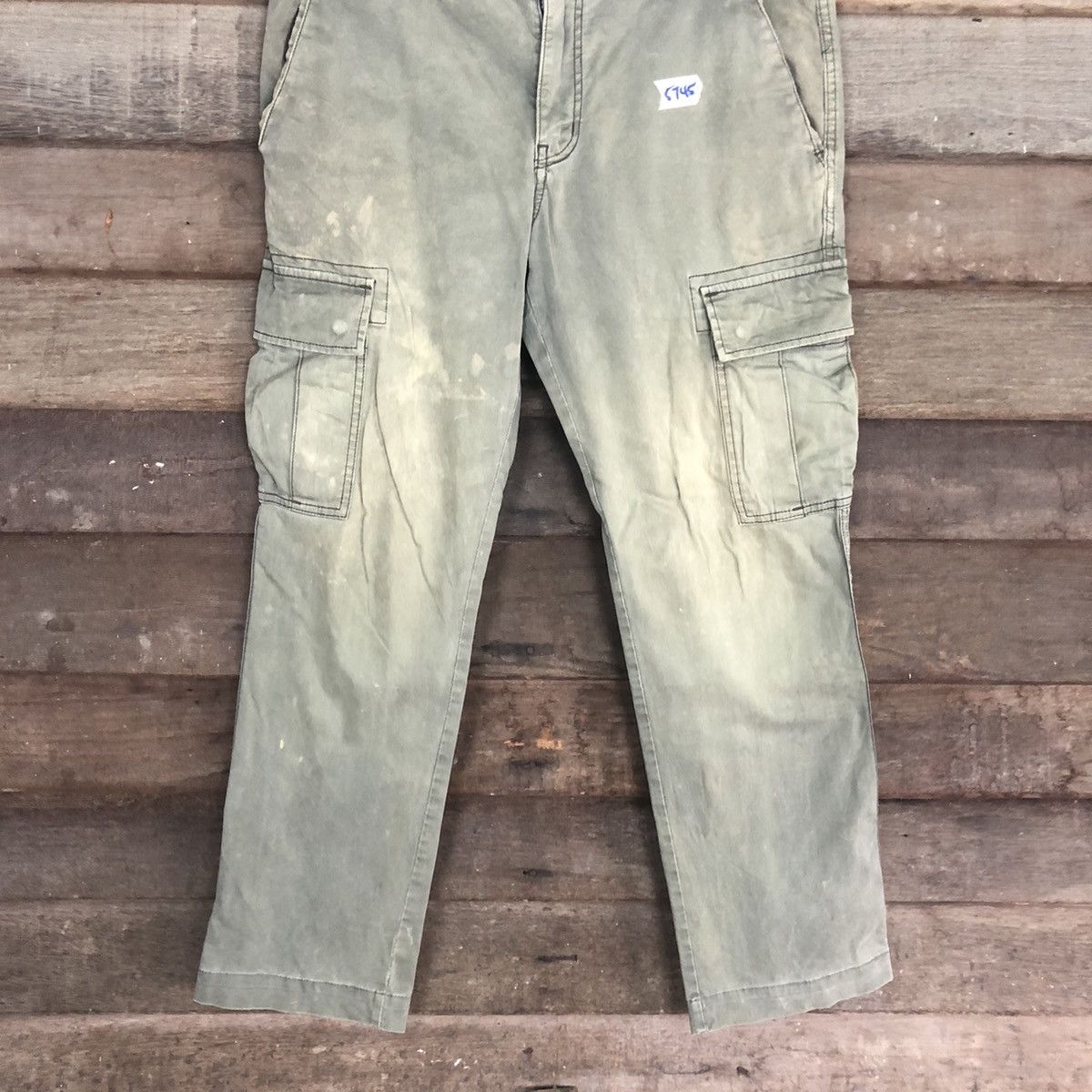 Japanese Brand Uniqlo Green Faded Multipocket Cargo Pants #5745 Size US 33 - 3 Thumbnail