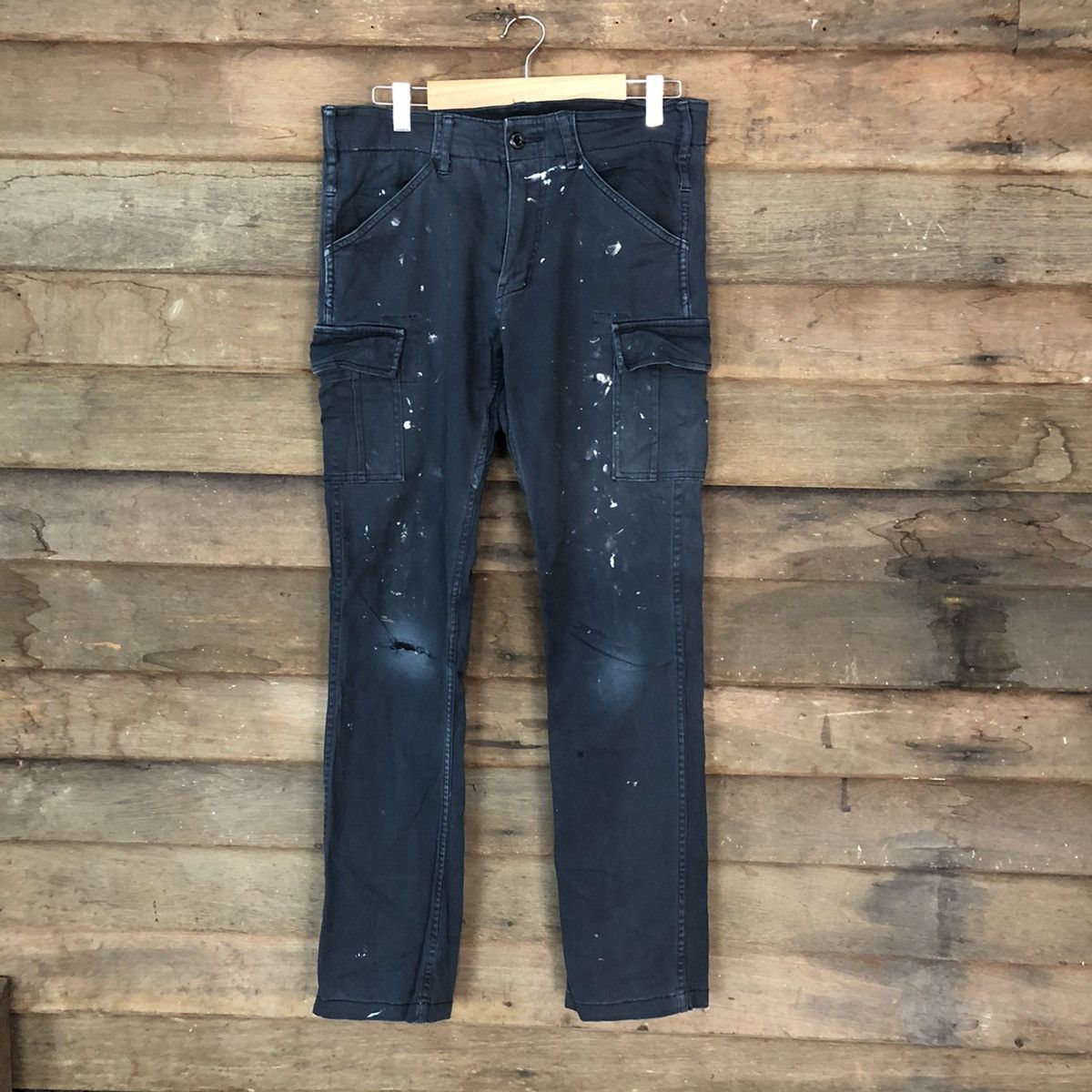 Japanese Brand Glodiotor Dark blue painter dirty thrashed Cargo Pants#6912 Size US 30 / EU 46 - 1 Thumbnail