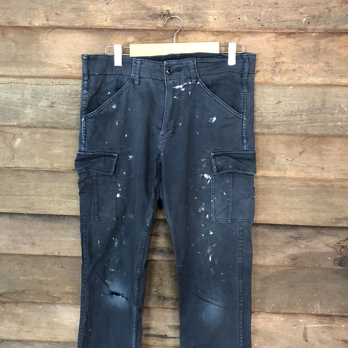 Japanese Brand Glodiotor Dark blue painter dirty thrashed Cargo Pants#6912 Size US 30 / EU 46 - 2 Thumbnail