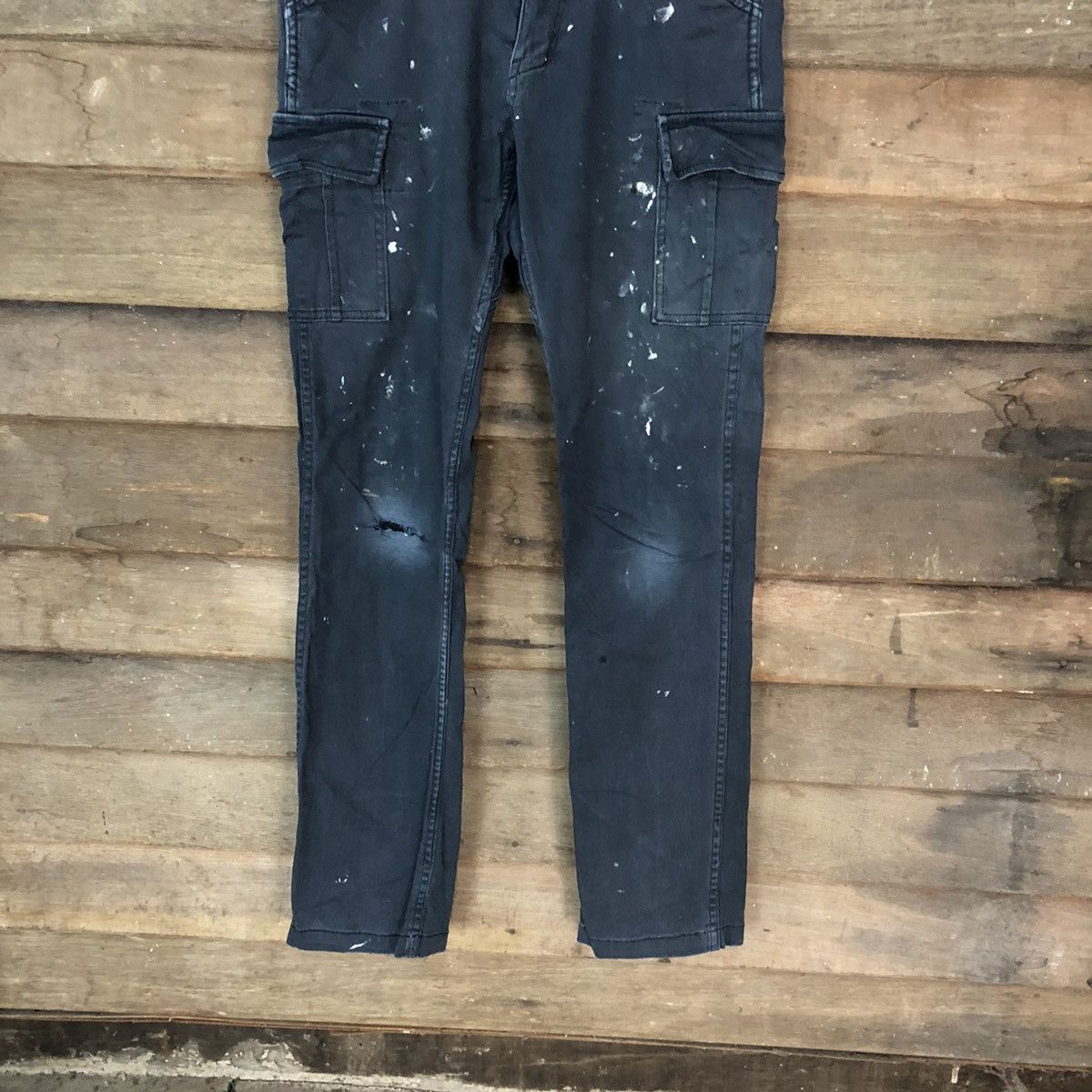 Japanese Brand Glodiotor Dark blue painter dirty thrashed Cargo Pants#6912 Size US 30 / EU 46 - 3 Thumbnail