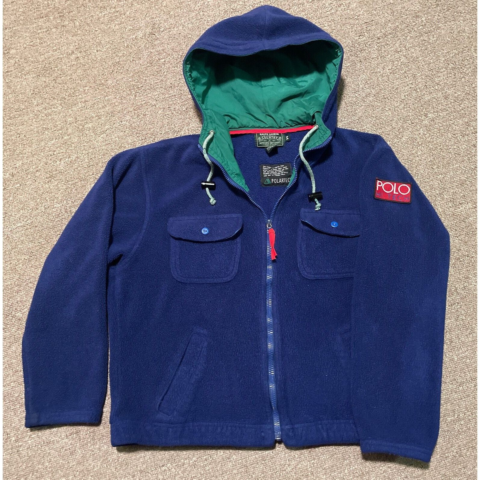 Vintage Polo Ralph Lauren Polo Hi Tech Fleece Hoodie Vintage