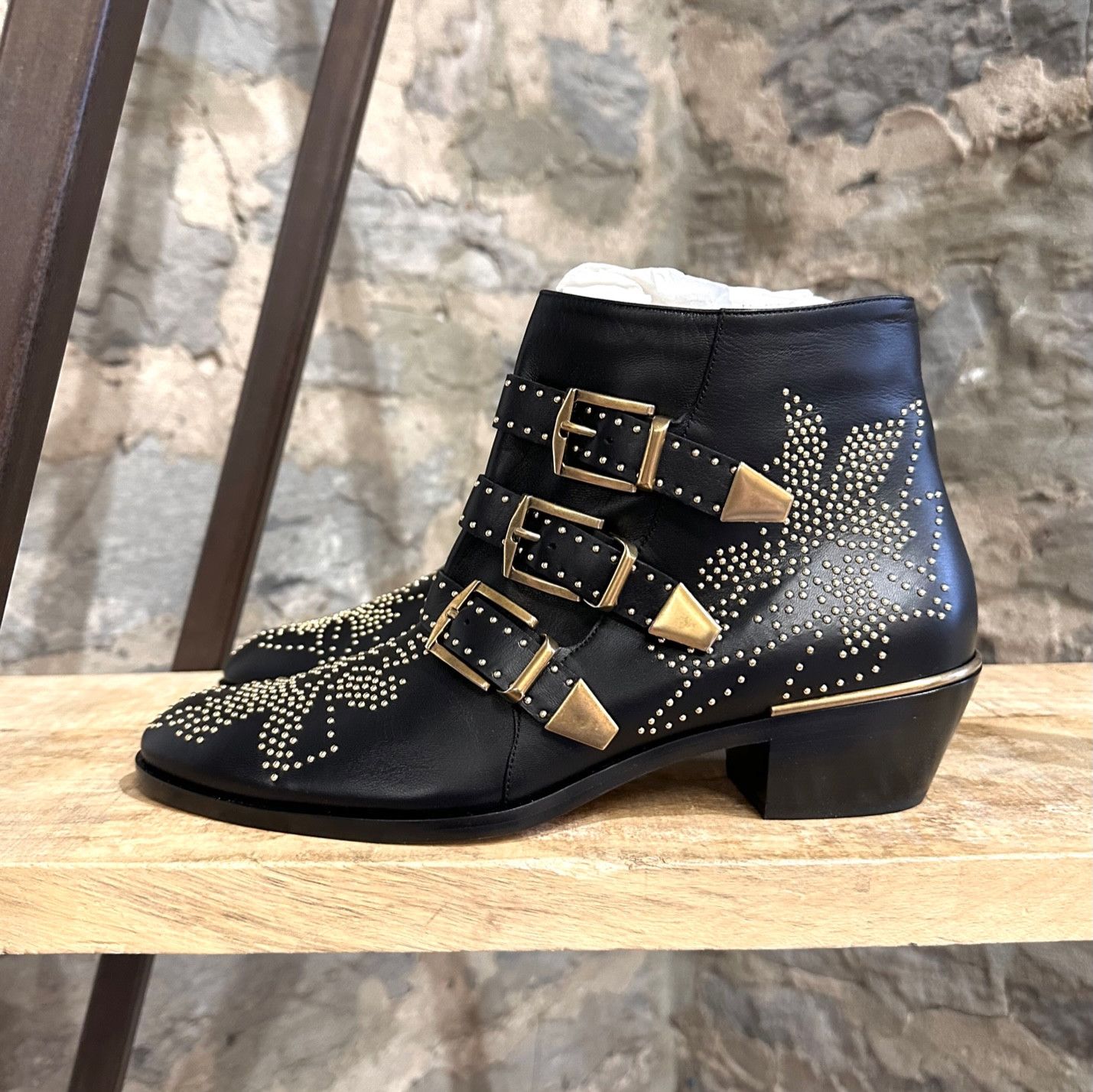 Chloe Chloé Black Leather Susanna Studded Buckled Boots Size US 10 / IT 40 - 5 Thumbnail