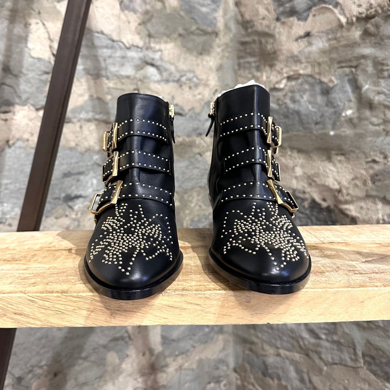 Chloe Chloé Black Leather Susanna Studded Buckled Boots Size US 10 / IT 40 - 3 Thumbnail