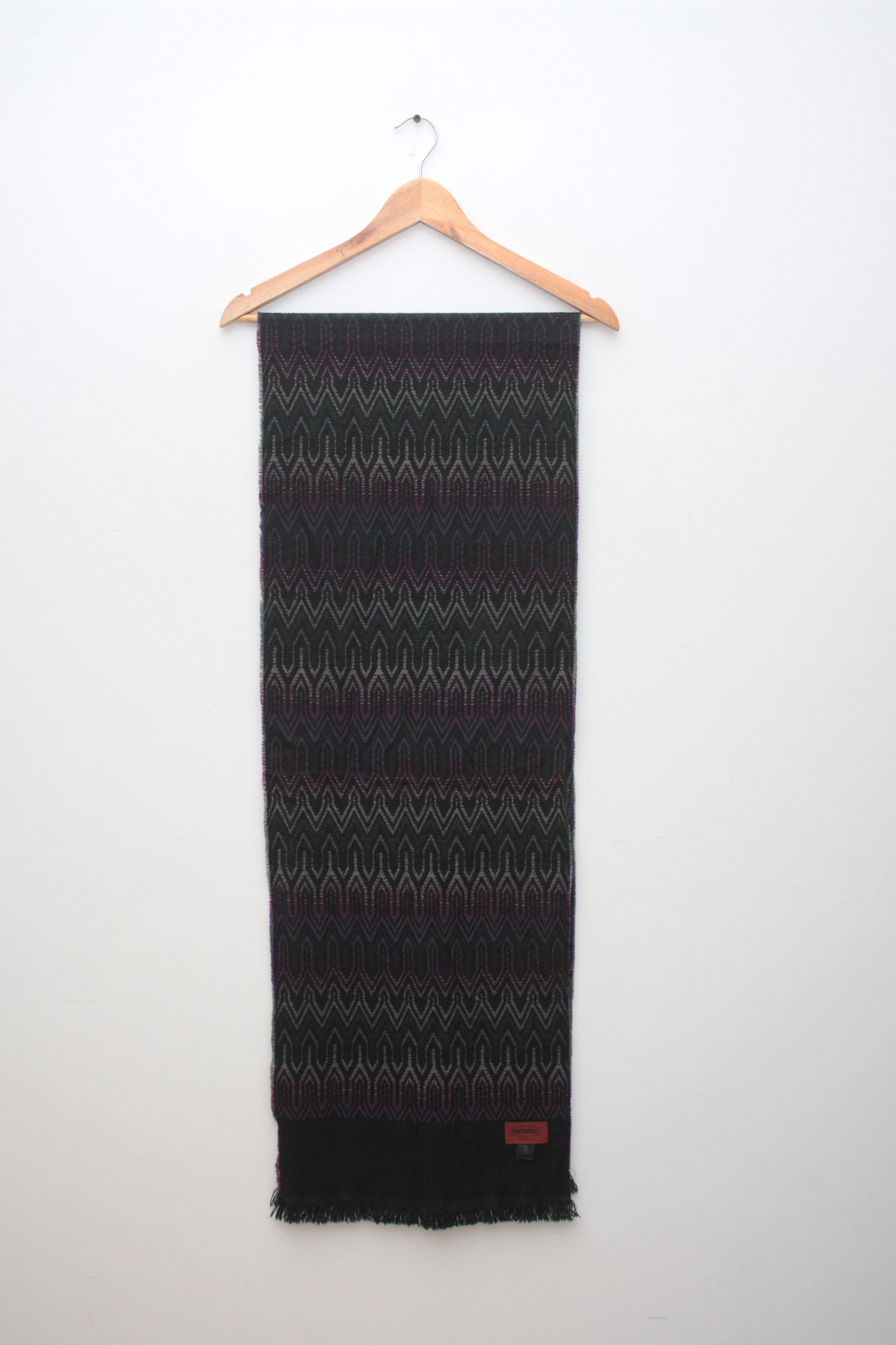 Missoni Missoni Black Purple Wool Scarf Made In Italy Size ONE SIZE - 3 Thumbnail