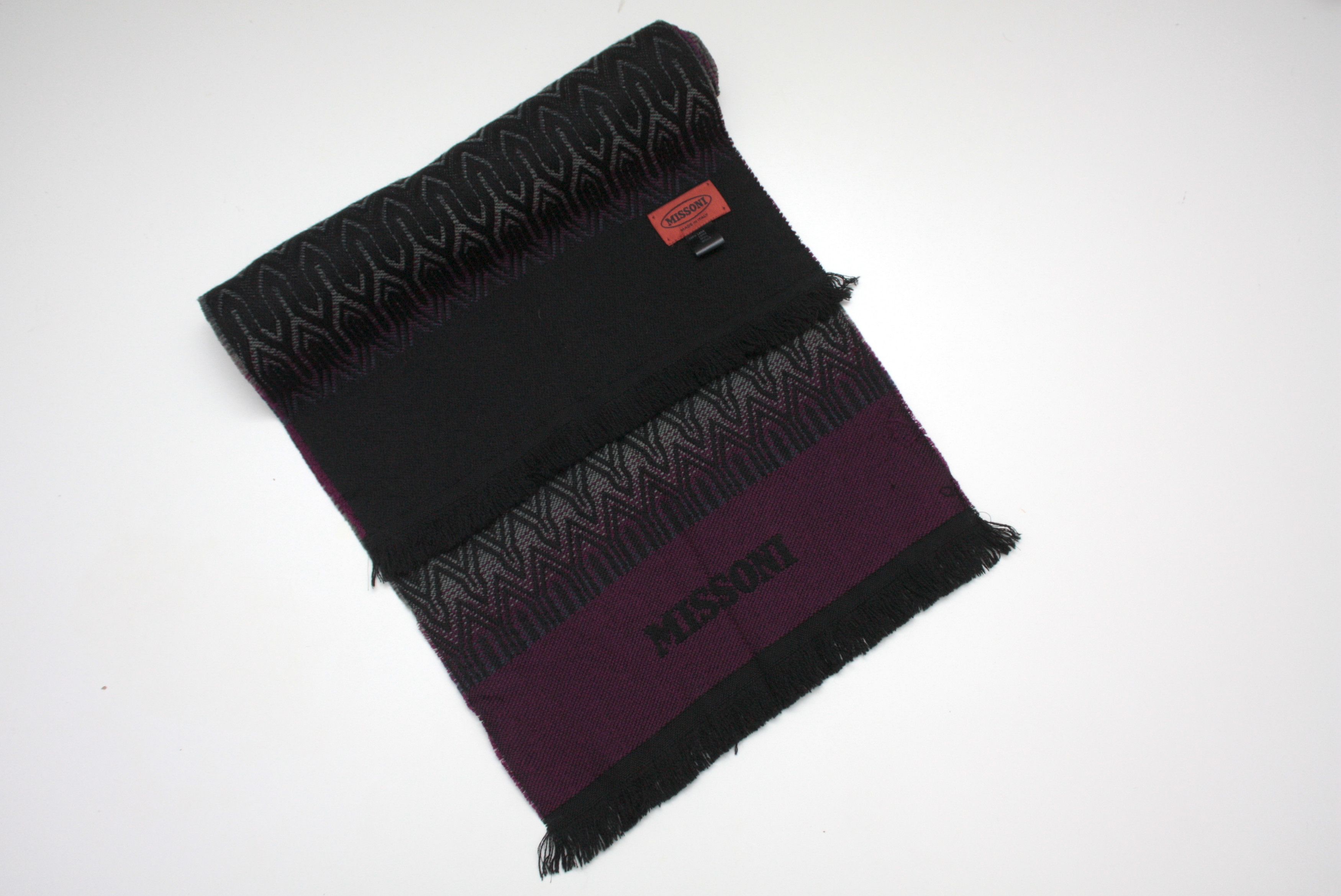 Missoni Missoni Black Purple Wool Scarf Made In Italy Size ONE SIZE - 1 Thumbnail