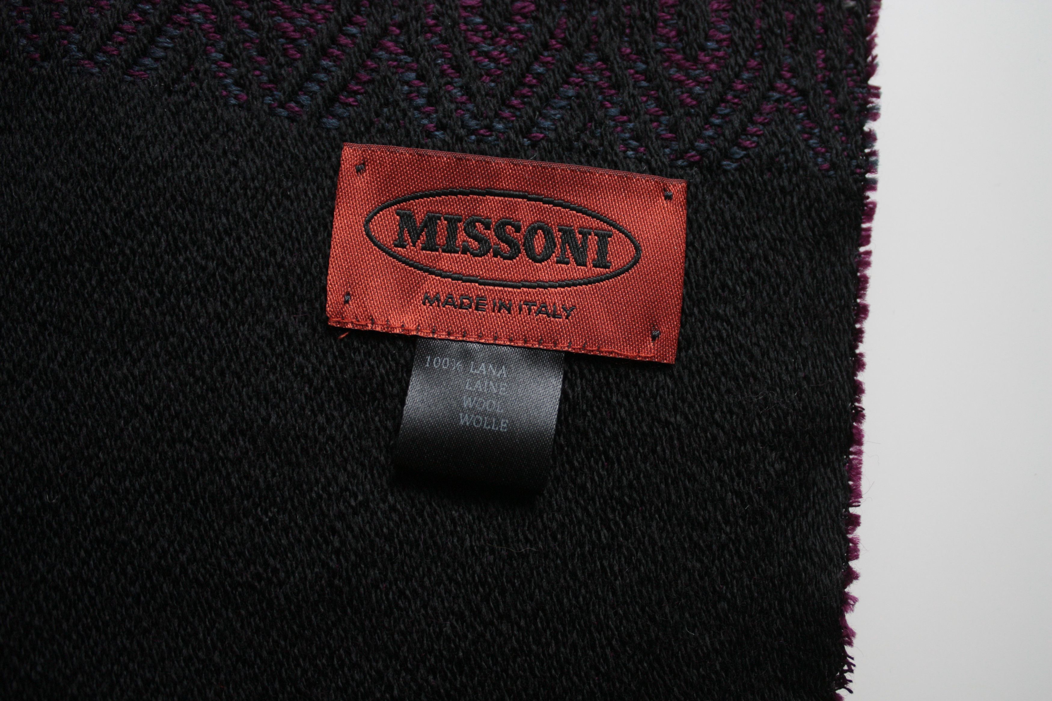 Missoni Missoni Black Purple Wool Scarf Made In Italy Size ONE SIZE - 4 Thumbnail