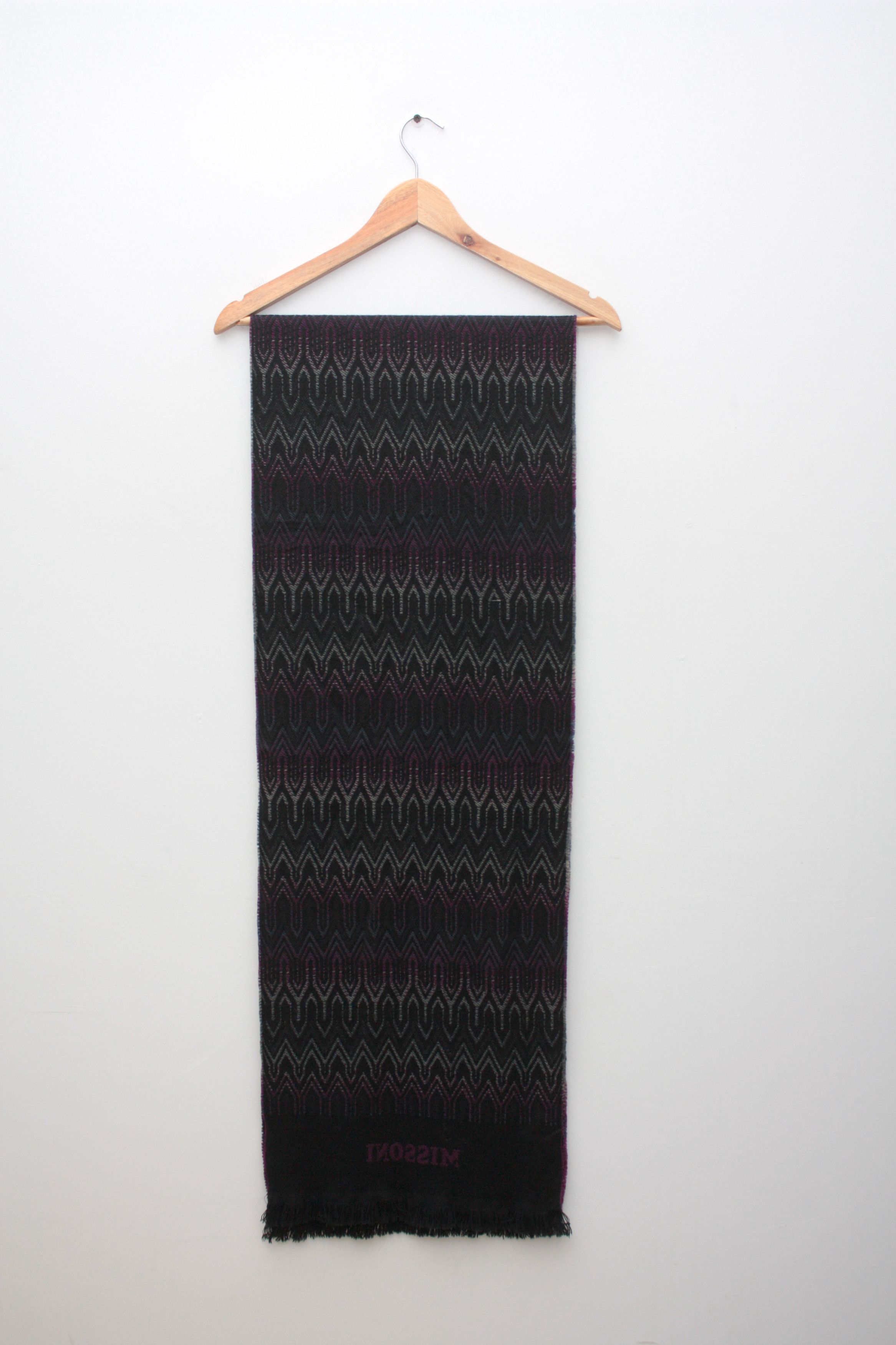 Missoni Missoni Black Purple Wool Scarf Made In Italy Size ONE SIZE - 2 Thumbnail