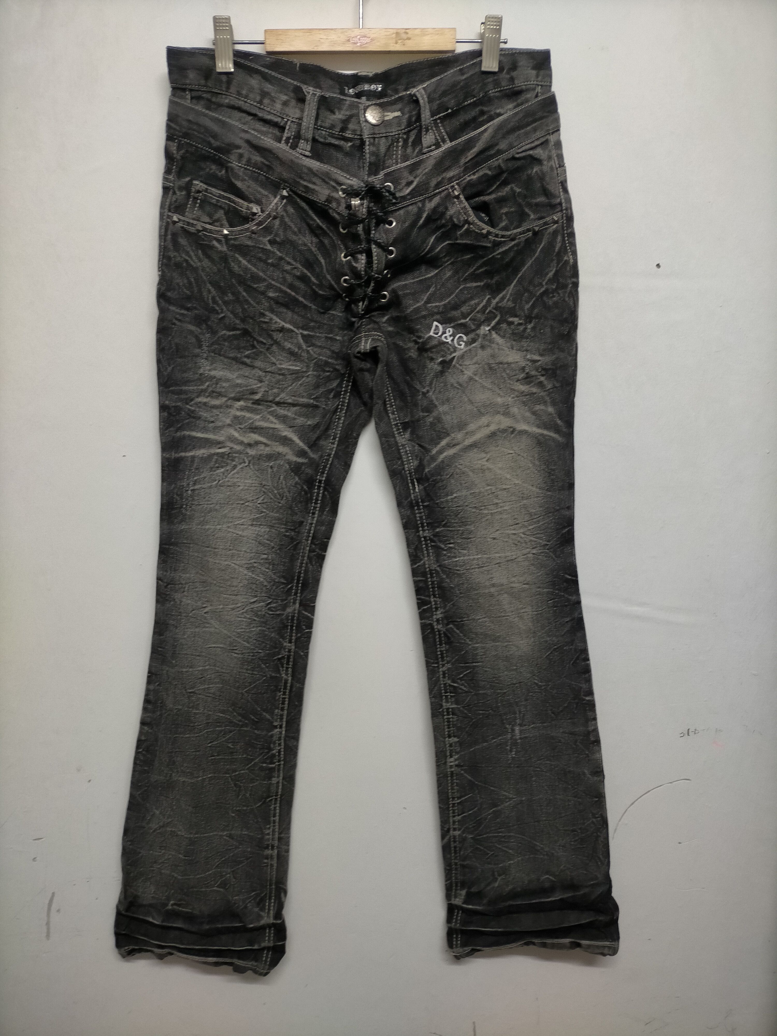 Japanese Brand D&G x Low Box double waist denim pants Size US 31 - 2 Thumbnail
