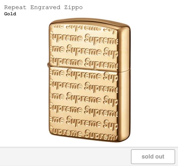 Supreme Supreme Repeat Engraved Zippo Gold *IN HAND* | Grailed