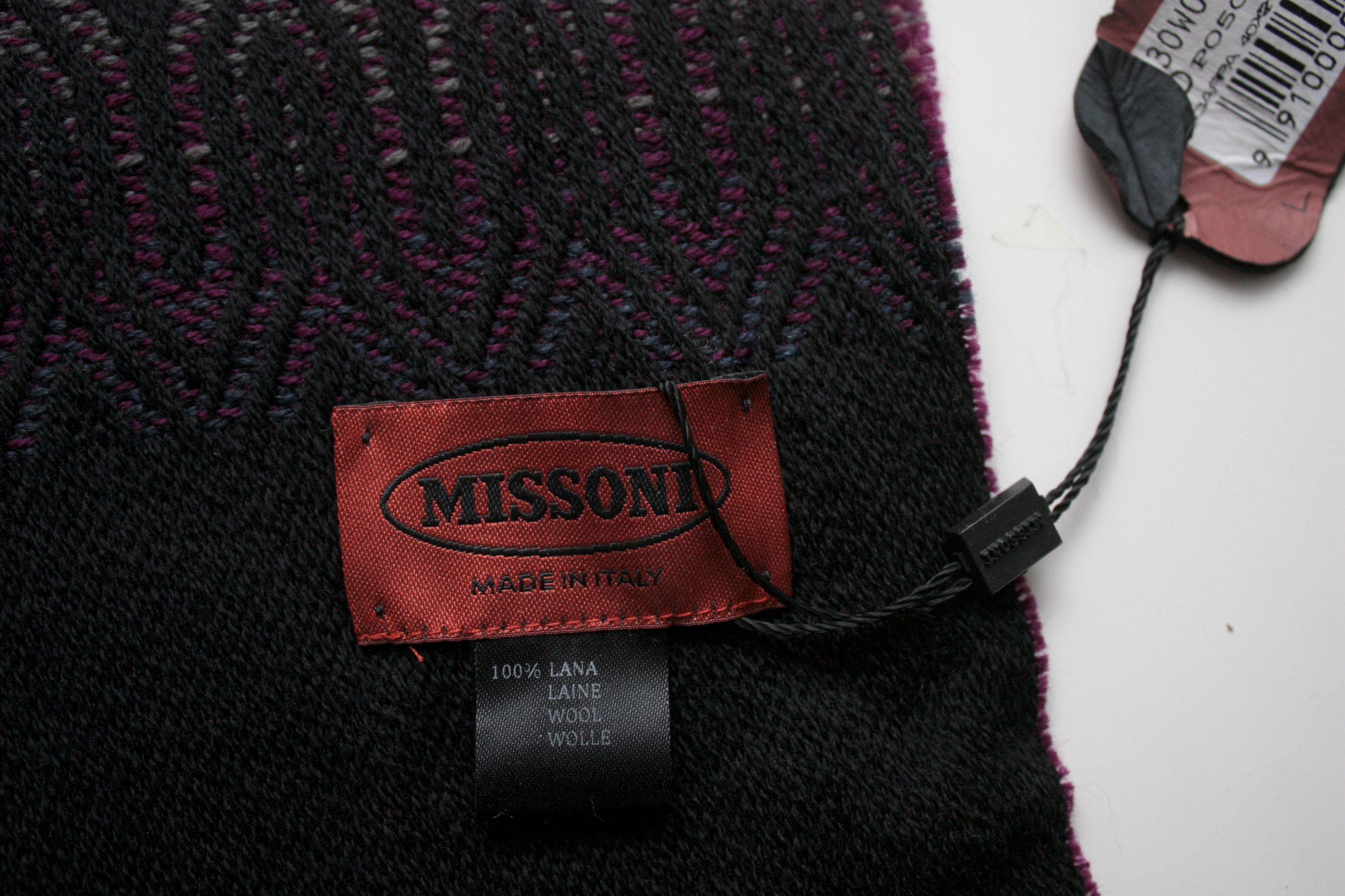 Missoni Missoni Black Purple Wool Scarf Size ONE SIZE - 4 Thumbnail
