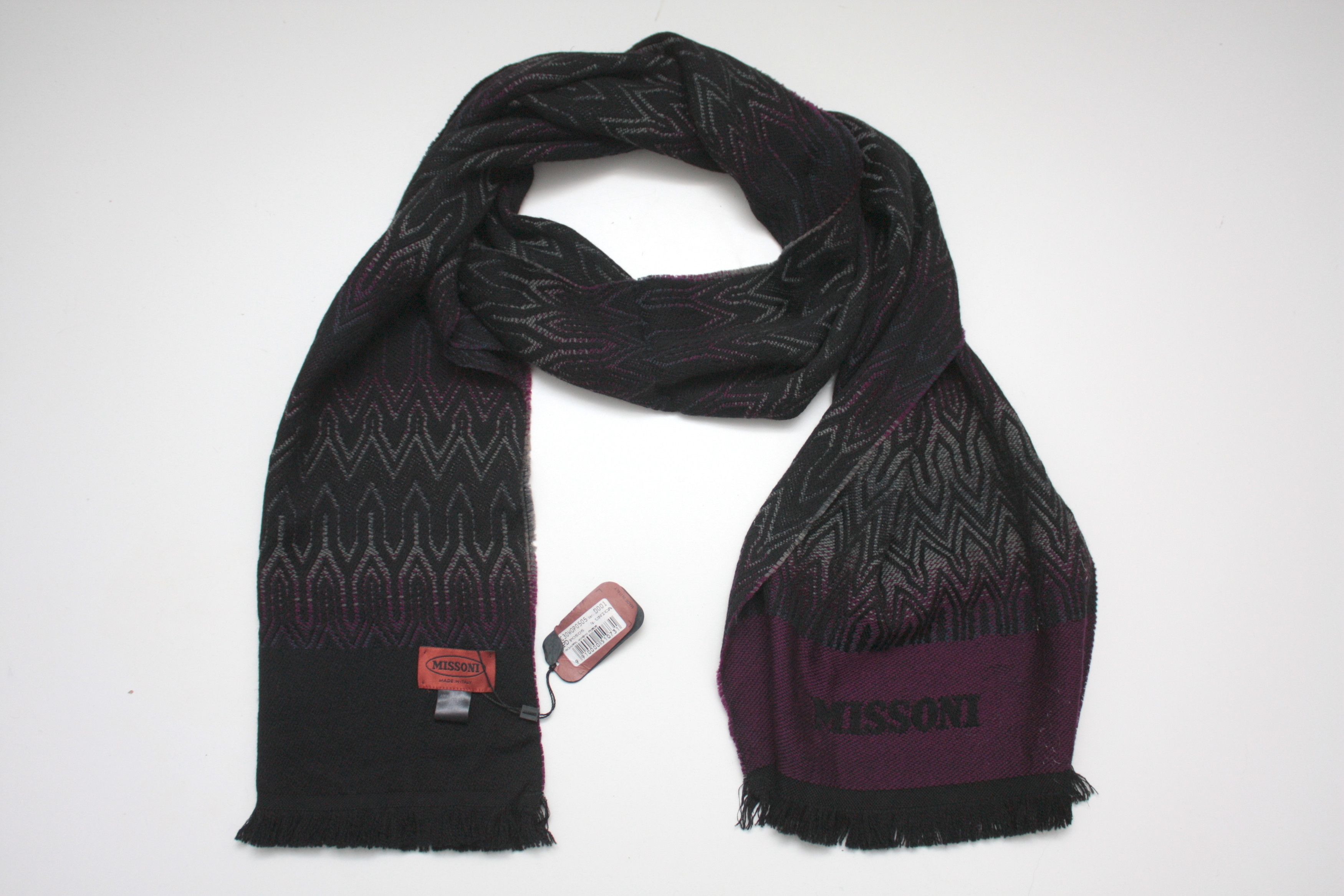 Missoni Missoni Black Purple Wool Scarf Size ONE SIZE - 1 Thumbnail