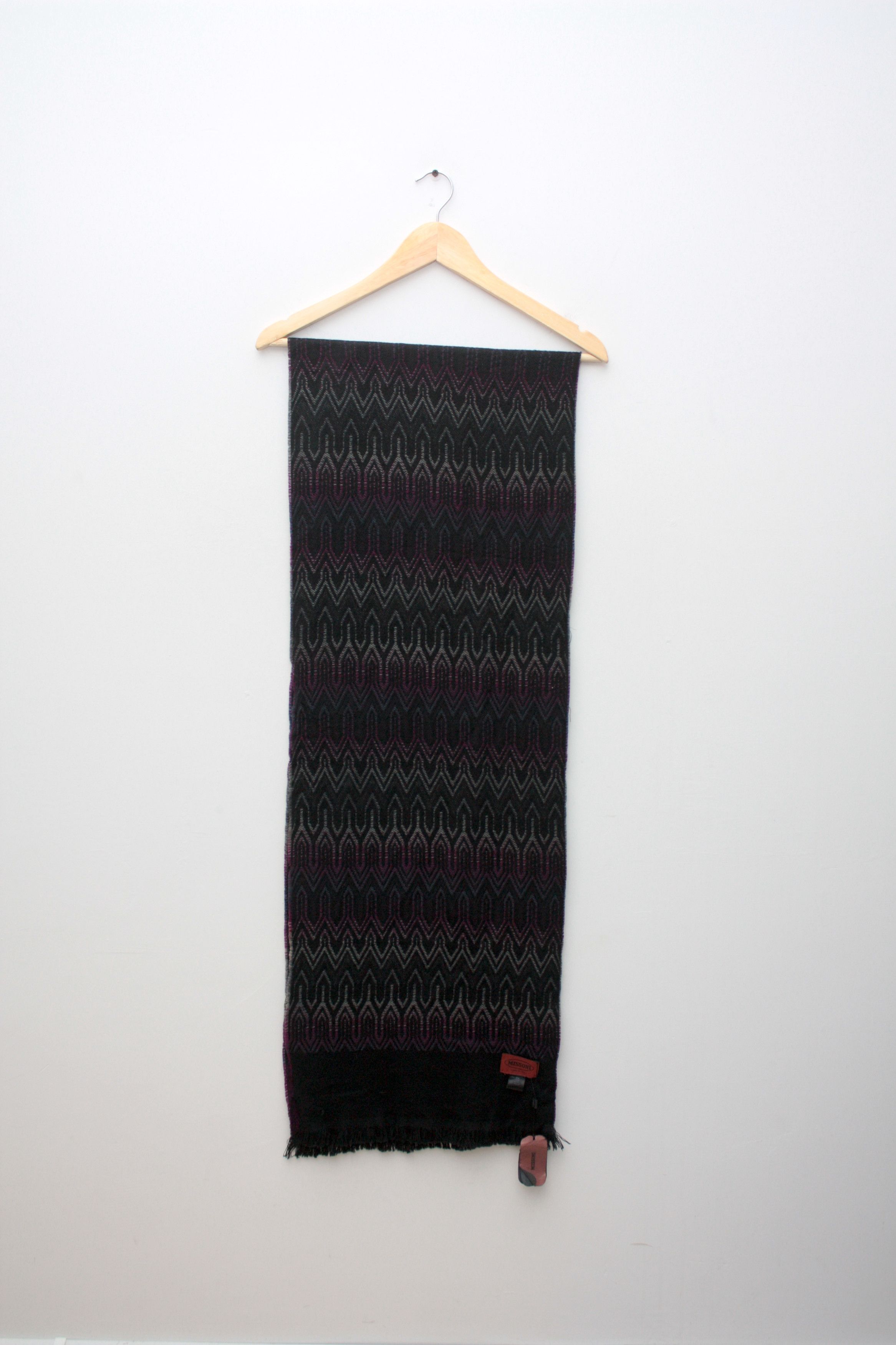 Missoni Missoni Black Purple Wool Scarf Size ONE SIZE - 3 Thumbnail