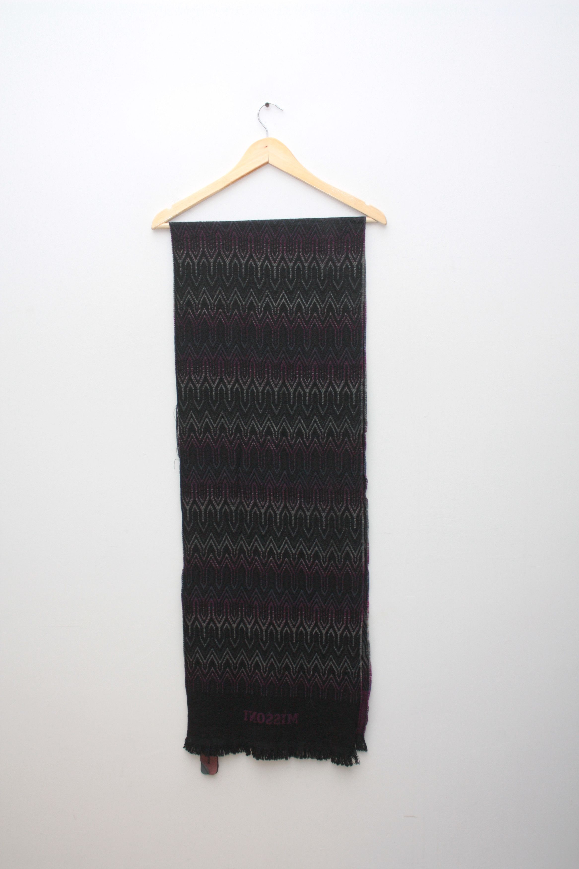 Missoni Missoni Black Purple Wool Scarf Size ONE SIZE - 2 Thumbnail