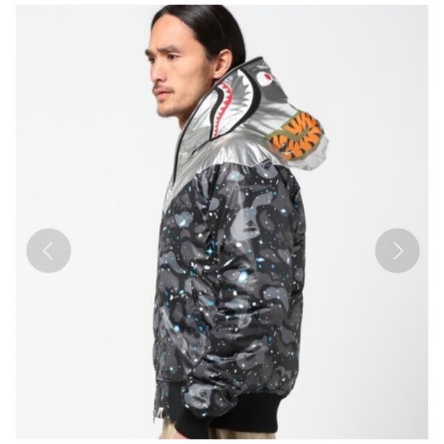 Bape A bathing ape BAPE space camo shark hoodie down jacket | Grailed