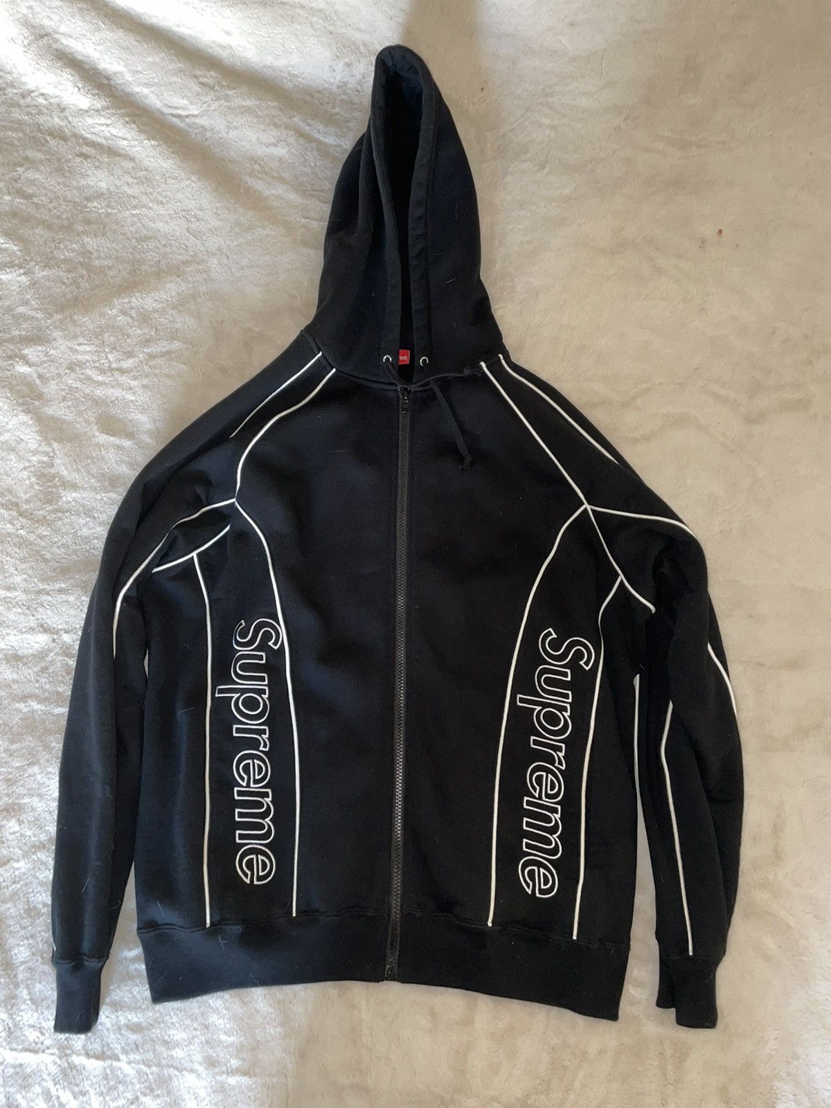 Supreme Supreme track paneled zip up hooded sweatshirt | Grailed