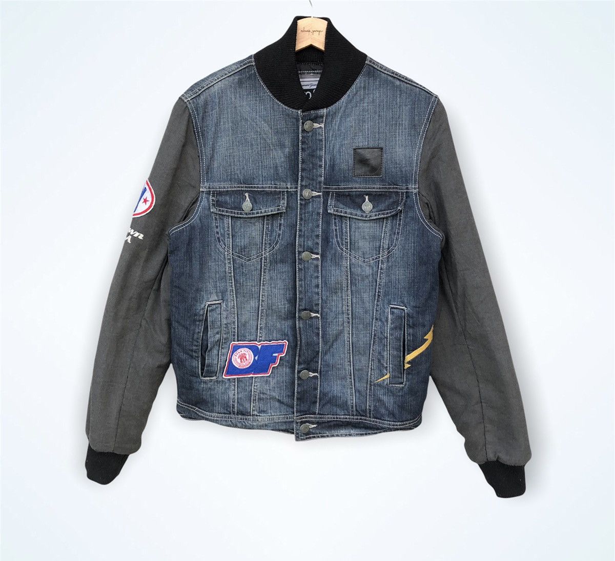 Japanese Brand Vintage Patchwork Born To Fly Jacket Denim Style Size US M / EU 48-50 / 2 - 1 Thumbnail