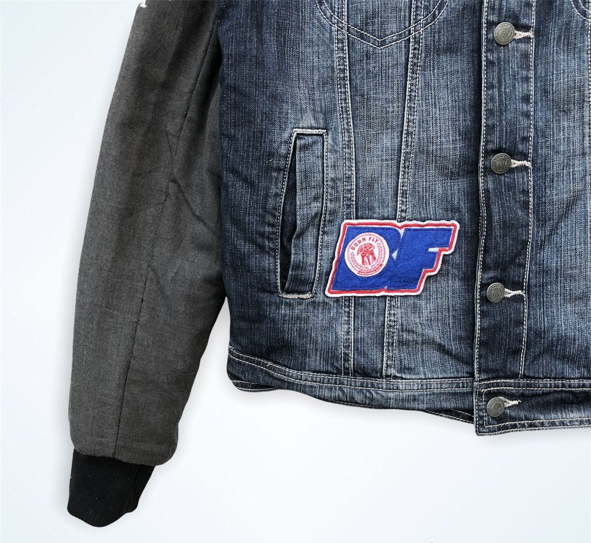 Japanese Brand Vintage Patchwork Born To Fly Jacket Denim Style Size US M / EU 48-50 / 2 - 5 Thumbnail