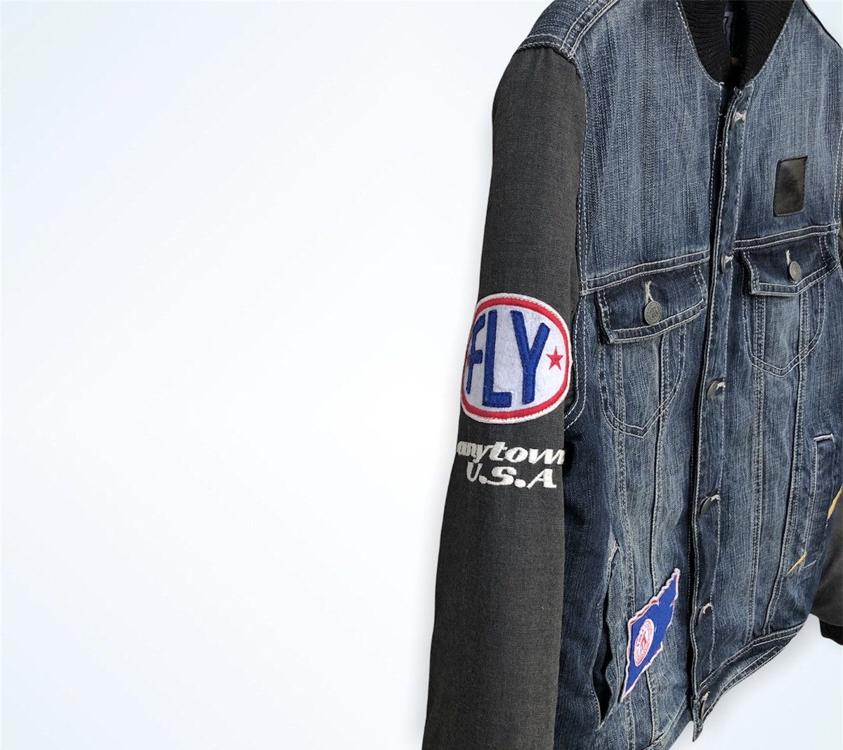 Japanese Brand Vintage Patchwork Born To Fly Jacket Denim Style Size US M / EU 48-50 / 2 - 4 Thumbnail