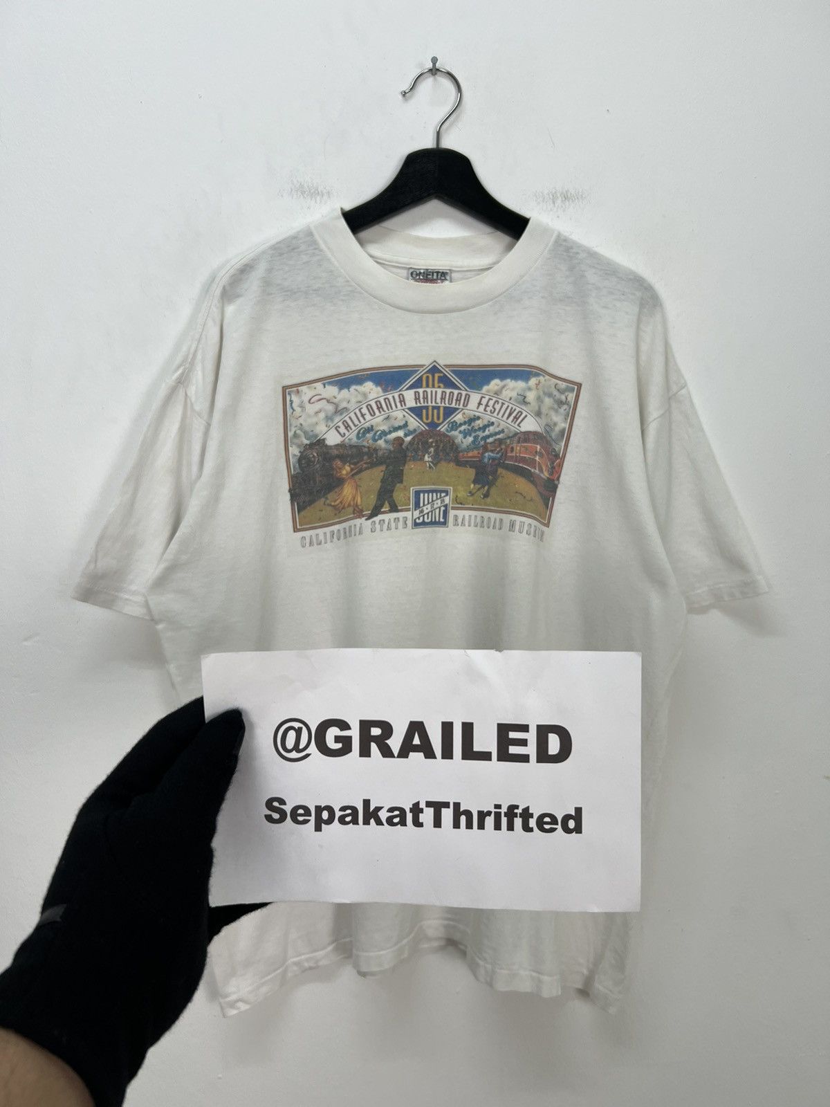 Vintage Vintage 90’s California Railroad Festival By Oneita Tee Size US XL / EU 56 / 4 - 12 Thumbnail