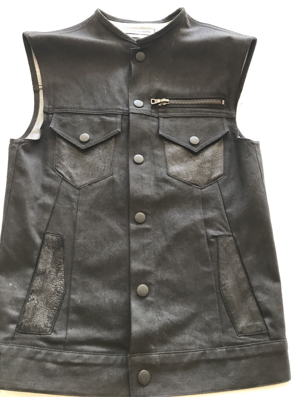Denim And Lambskin Leather Vest