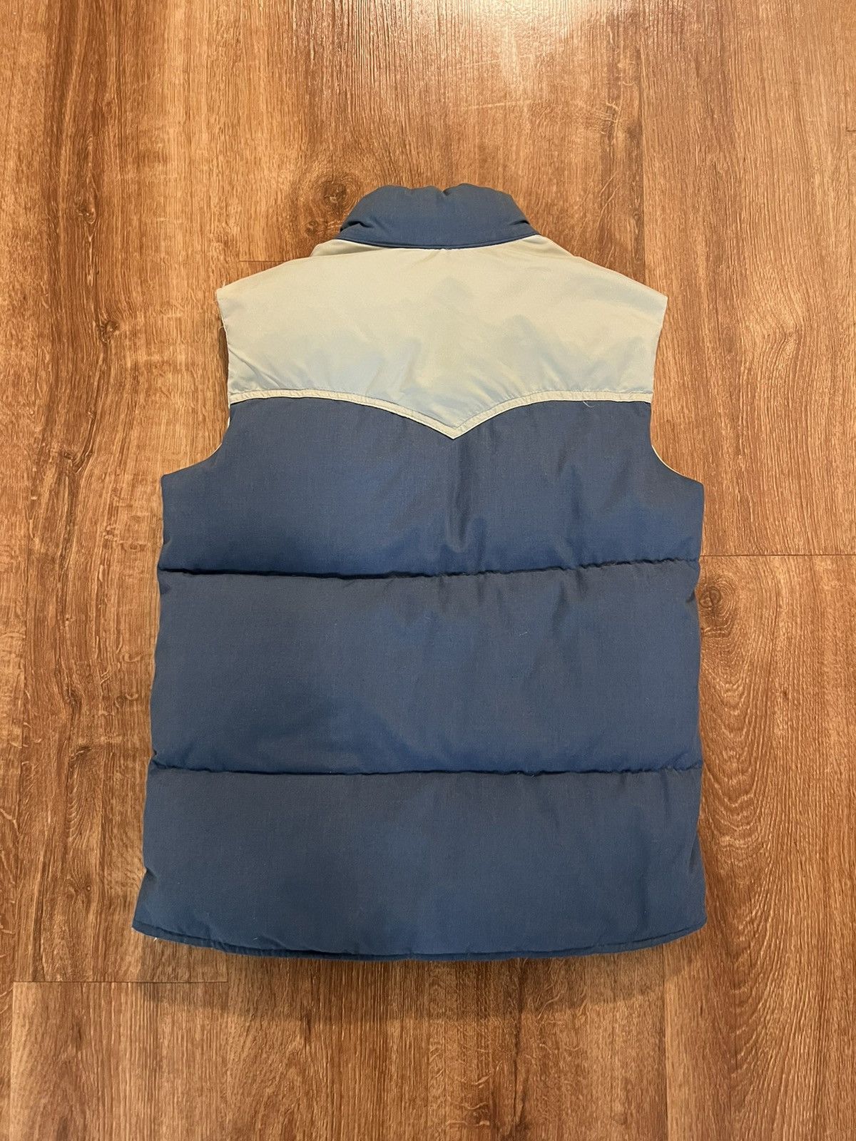 Vintage 1980s Saks Fifth Avenue Down Puffer Vest Blue Beige Size US XS / EU 42 / 0 - 3 Thumbnail