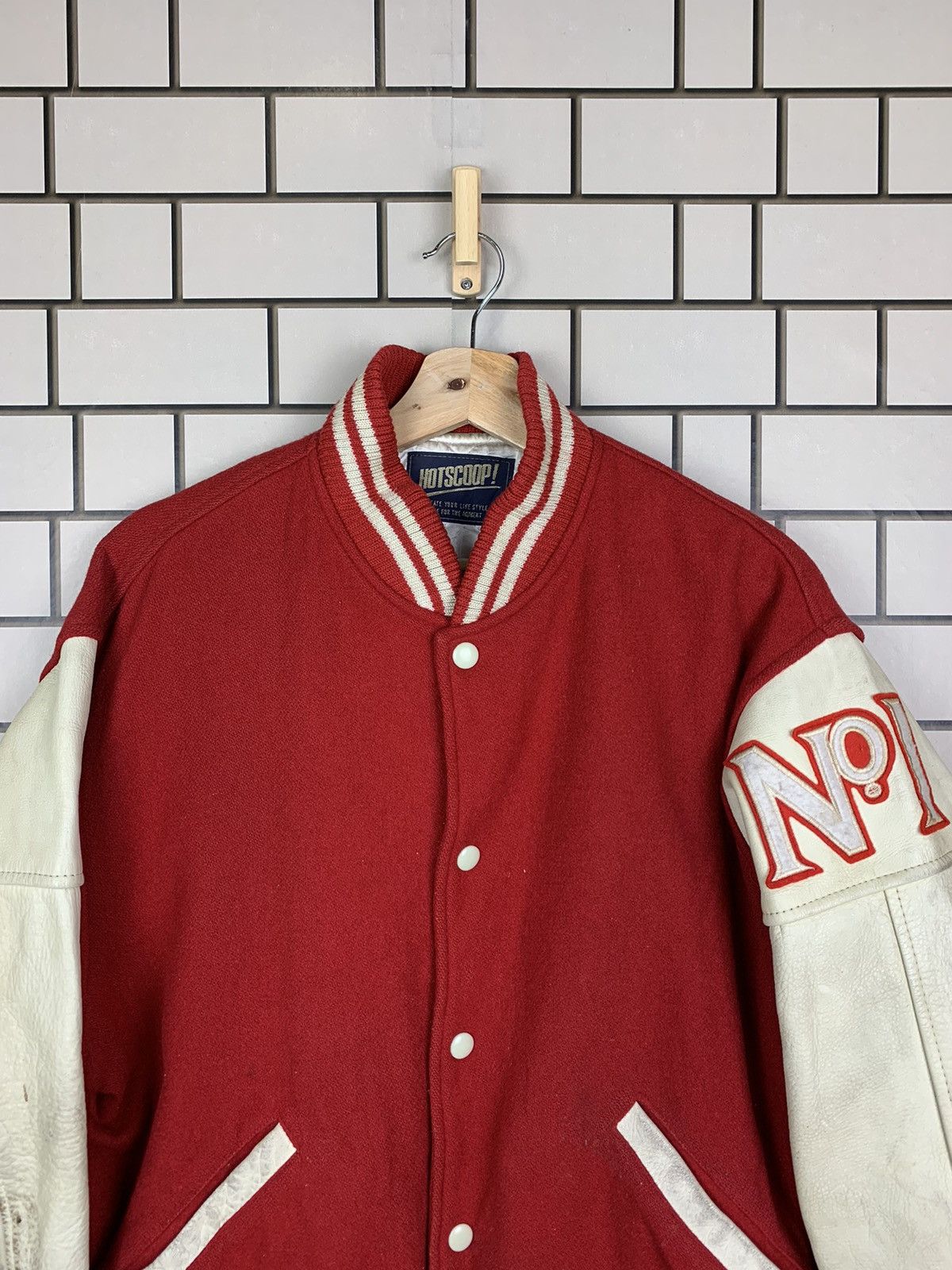 Vintage Vintage 90s Hot Scoop Varsity Bomber Jacket Size US L / EU 52-54 / 3 - 3 Thumbnail